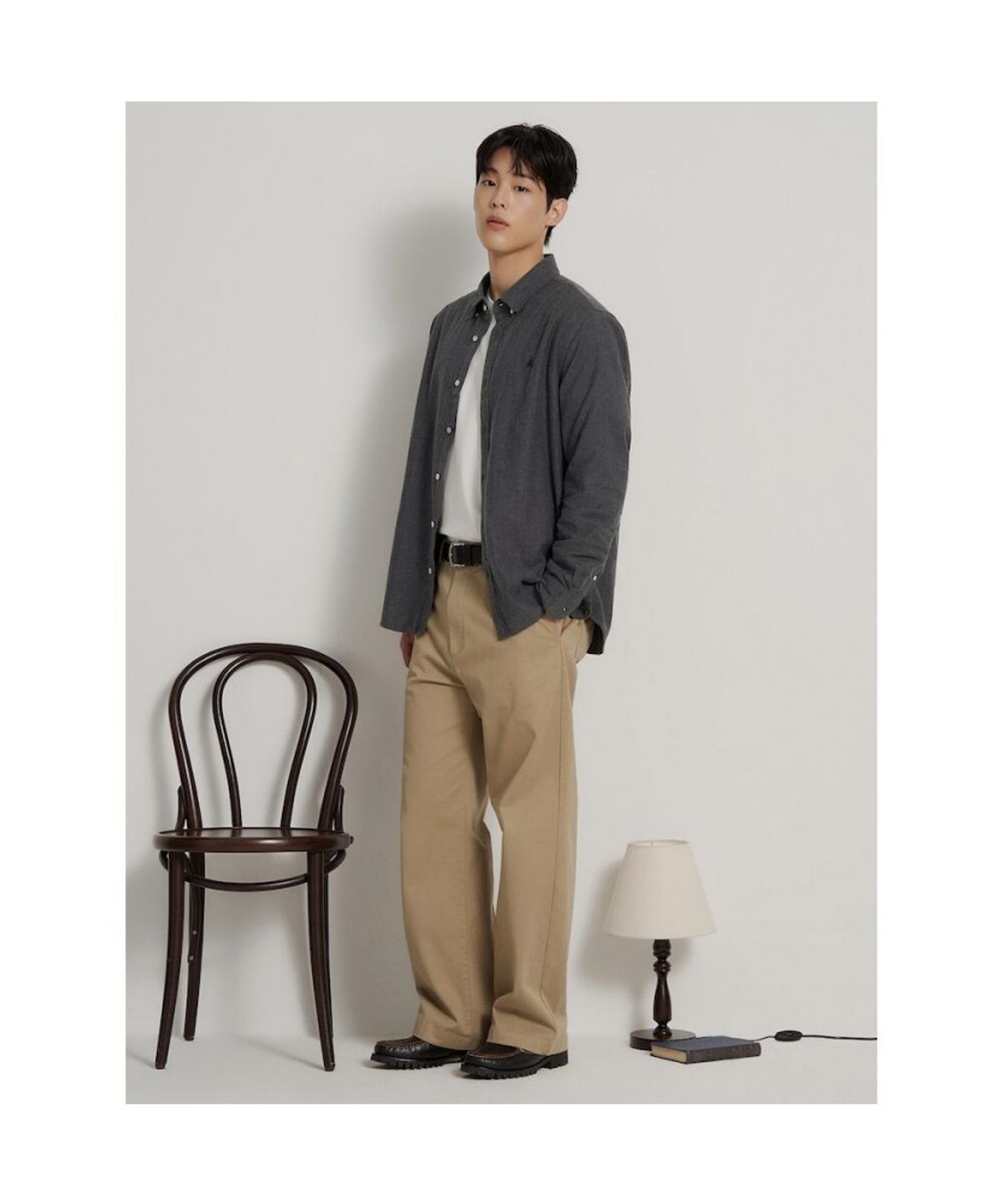 빈폴 멘(BEANPOLE MEN) 브러쉬드 헤링본 셔츠  애쉬