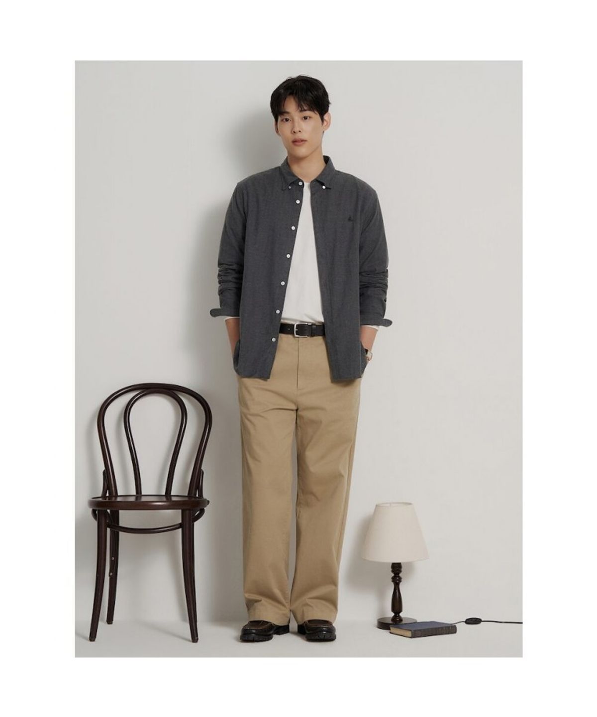 빈폴 멘(BEANPOLE MEN) 브러쉬드 헤링본 셔츠  애쉬