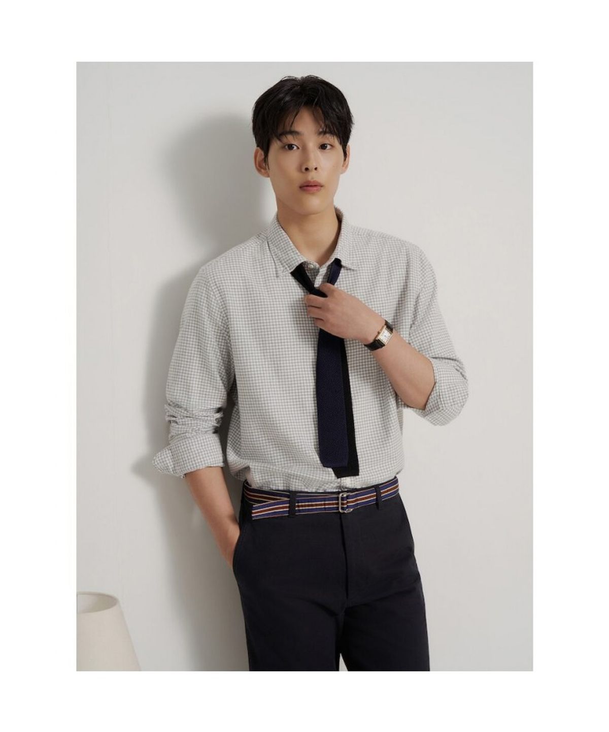 빈폴 멘(BEANPOLE MEN) 브러쉬드 깅엄 체크 셔츠  그레이