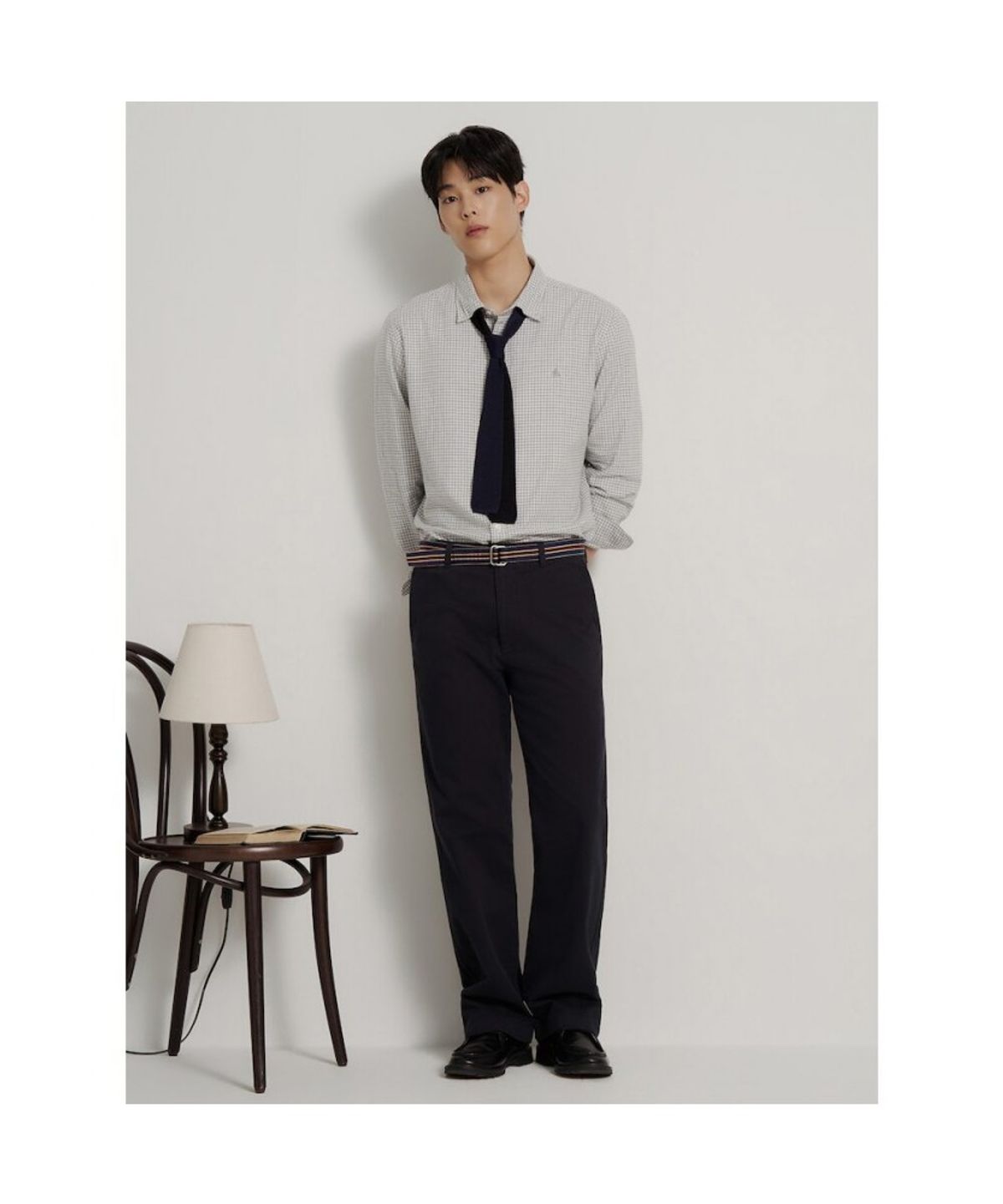 빈폴 멘(BEANPOLE MEN) 브러쉬드 깅엄 체크 셔츠  그레이