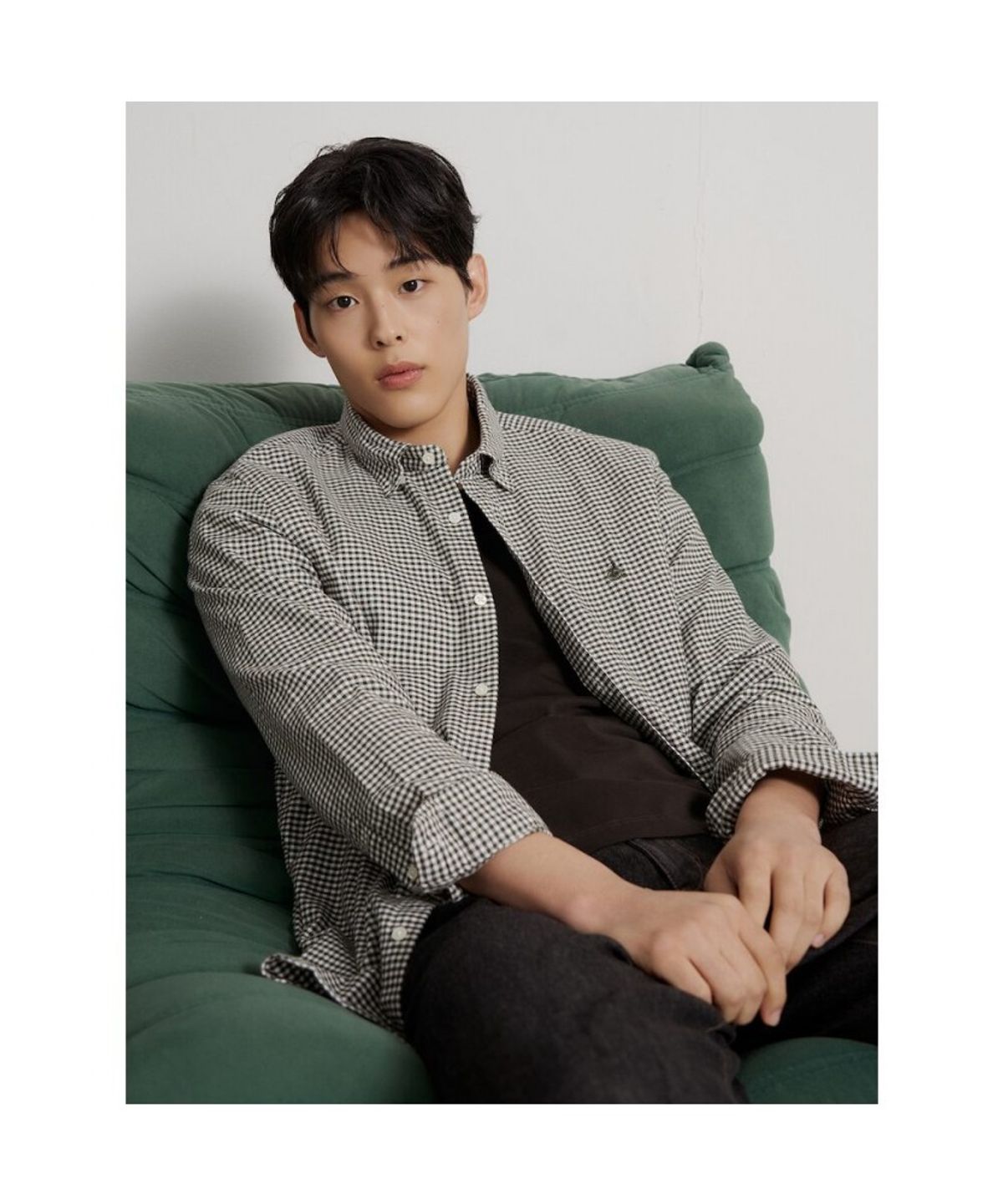 빈폴 멘(BEANPOLE MEN) 브러쉬드 깅엄 체크 셔츠  카키