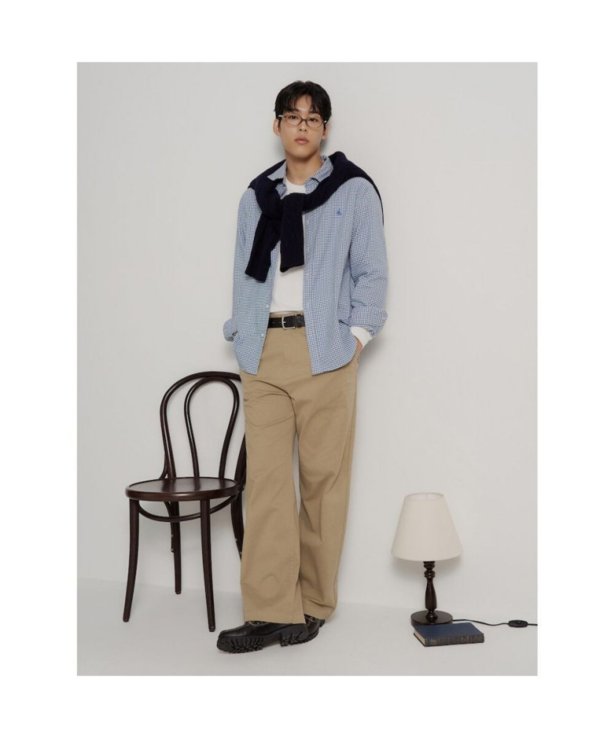빈폴 멘(BEANPOLE MEN) 브러쉬드 깅엄 체크 셔츠  블루