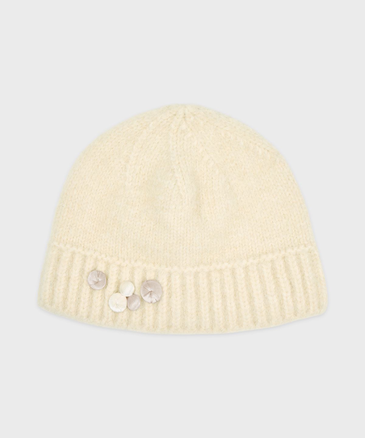 시눈(SINOON) Velvet Button Beanie (Ivory)