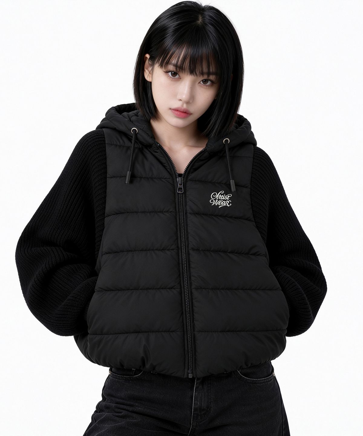 아티스트웨어(ARTISTWEAR) 블랜드 니트 패딩 자켓