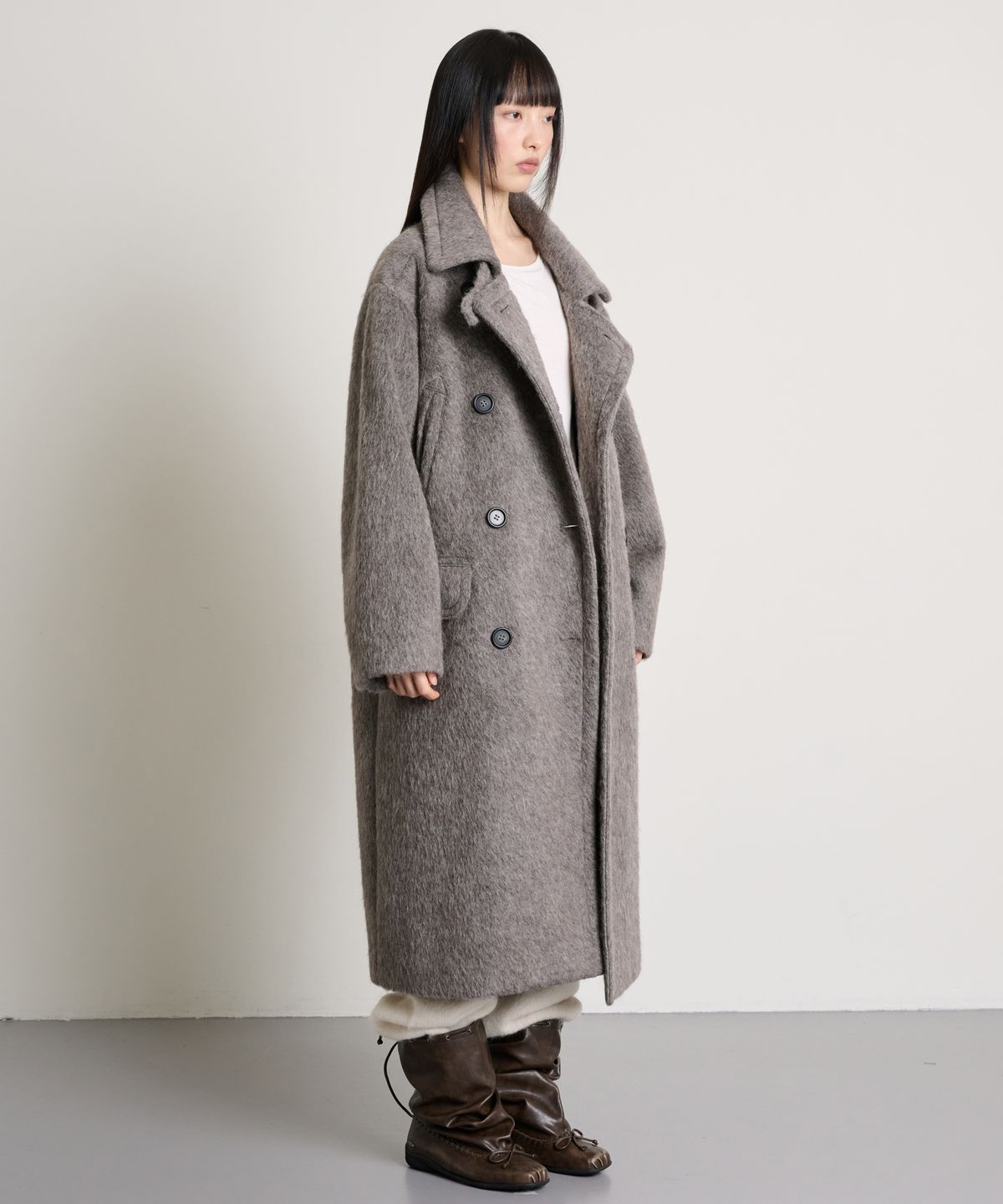 더애틋(THE AÉTUT) Brushed Alpaca Wool Double Coat_Mocha Grey