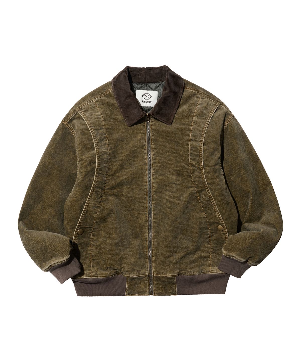 논타입(NONTYPE) GARMENT WASHED CURVED MOLESKIN JUMPER (KHAKI)