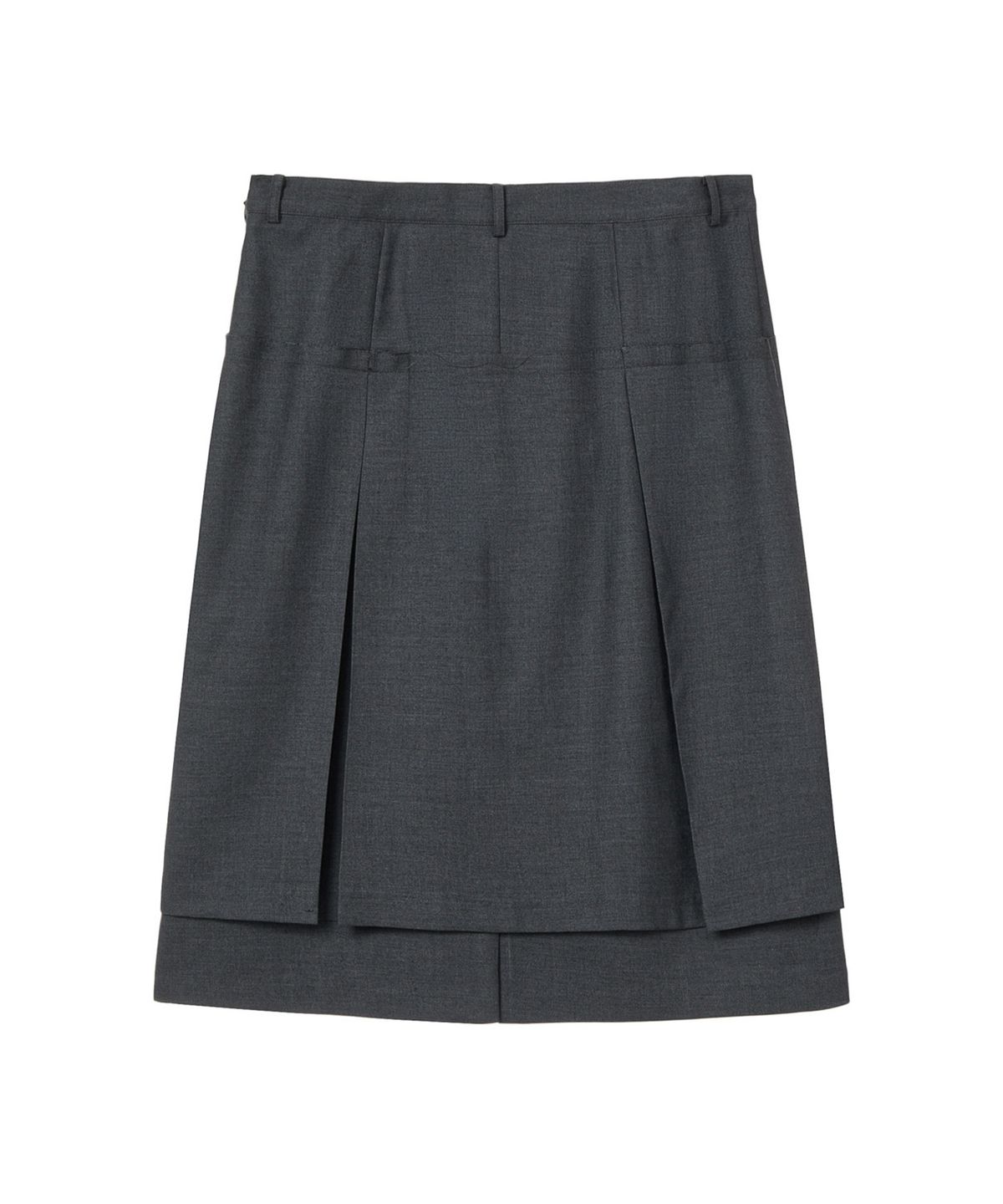 다이닛(DEINET) RAW EDGE LAYERED MIDI SKIRT IN CHARCOAL