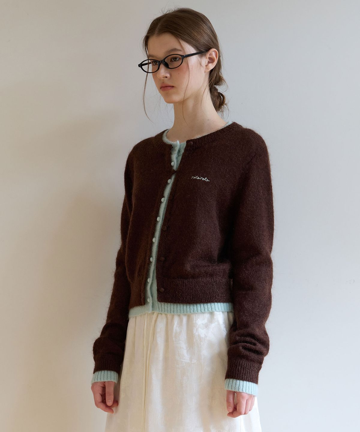 로라로라(ROLAROLA) LAYERED CARDIGAN BR+MT