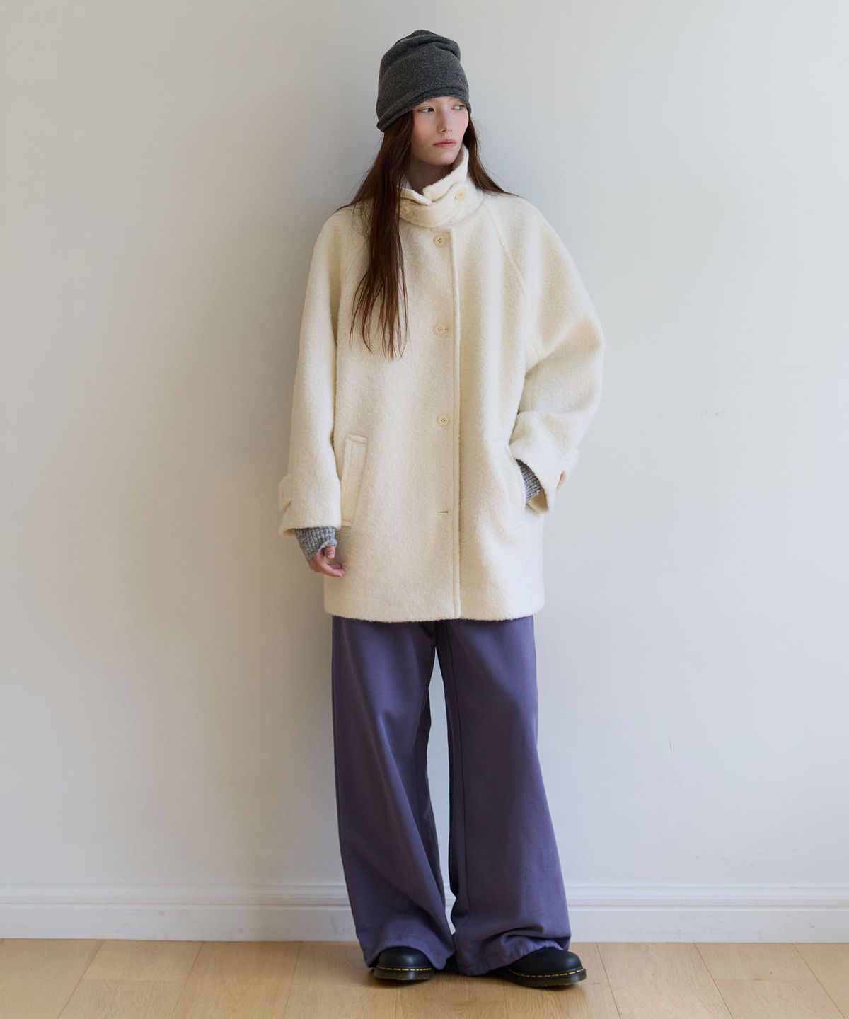 로라로라(ROLAROLA) BALMACAAN HALF COAT IVORY