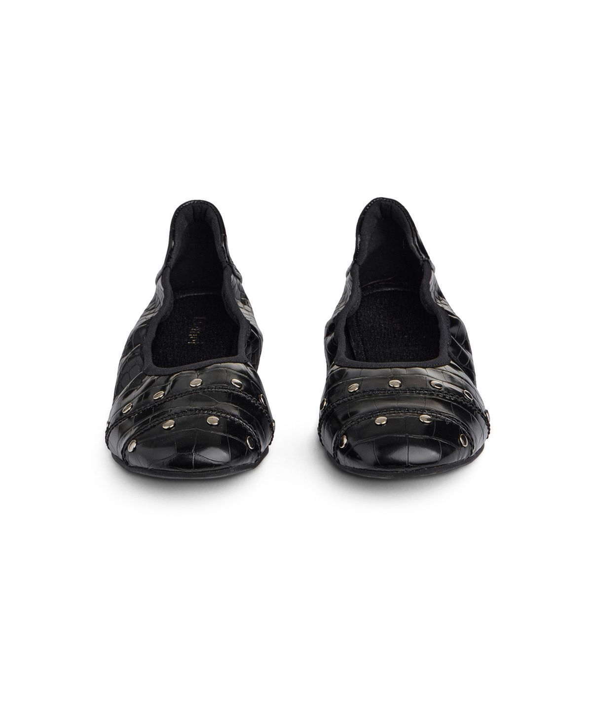 다이닛(DEINET) CROCODILE STUD FLAT SHOES IN BLACK