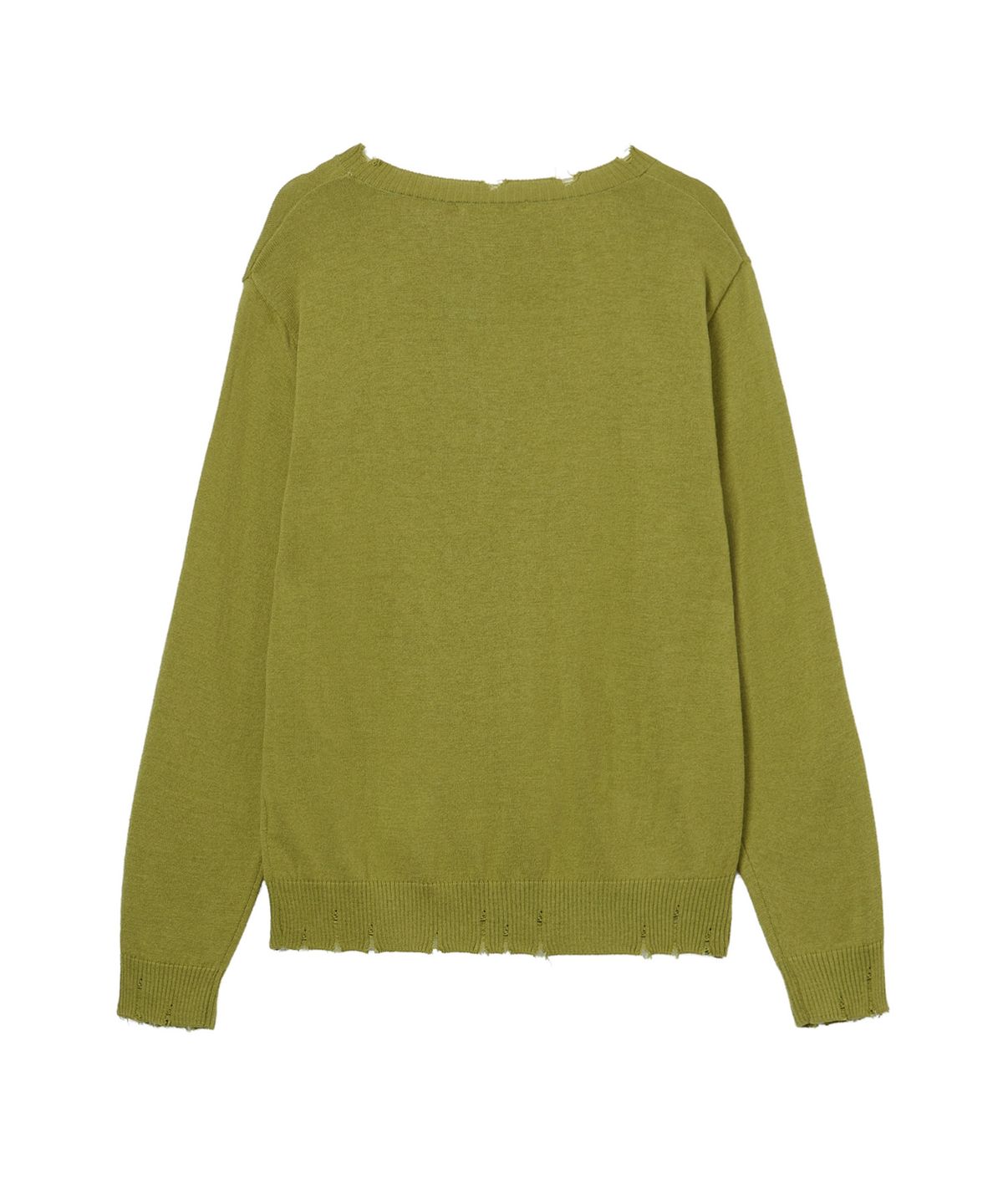 다이닛(DEINET) V-NECK DISTRESSED BASIC PULLOVER IN OLIVE