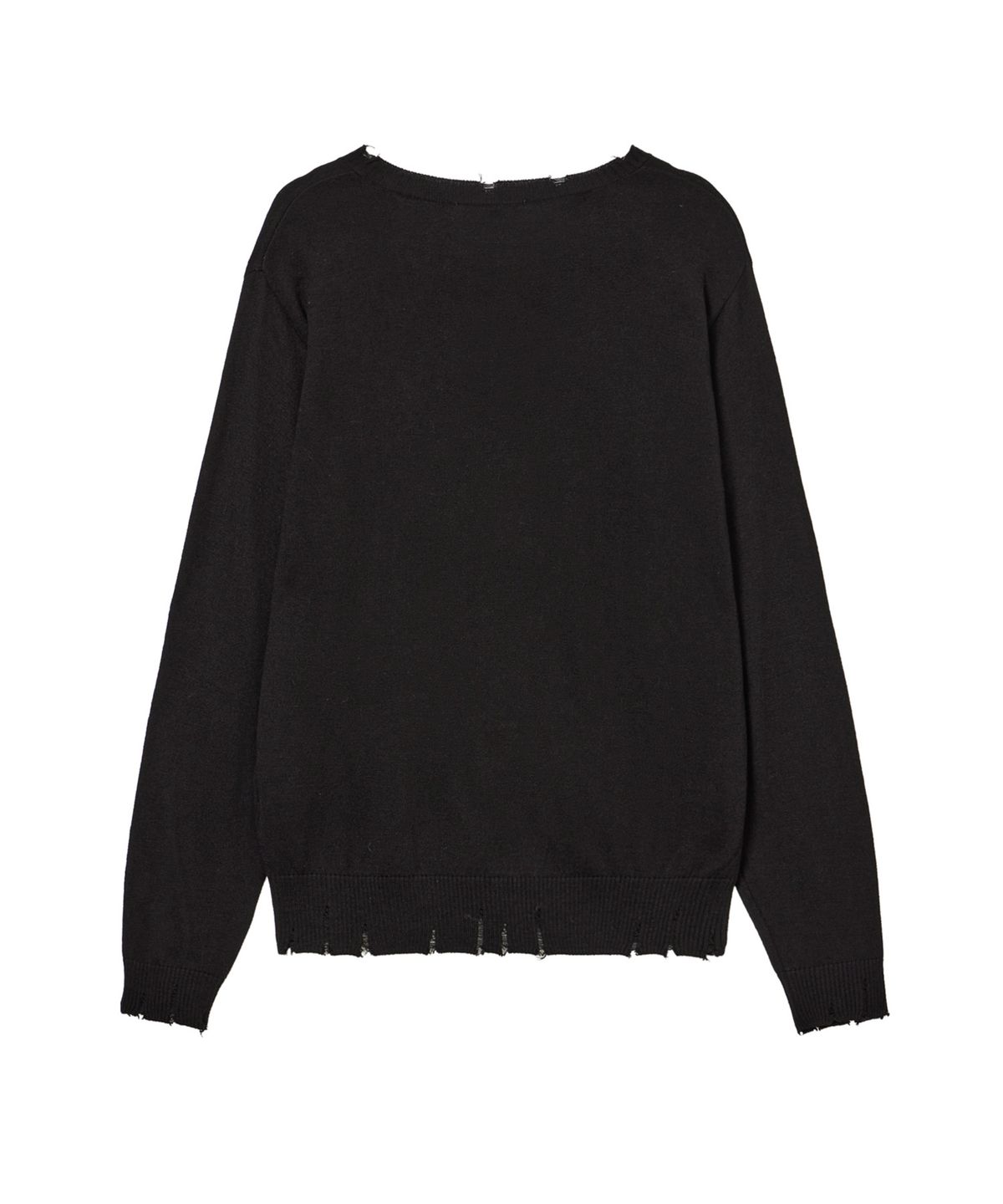 다이닛(DEINET) V-NECK DISTRESSED BASIC PULLOVER IN BLACK