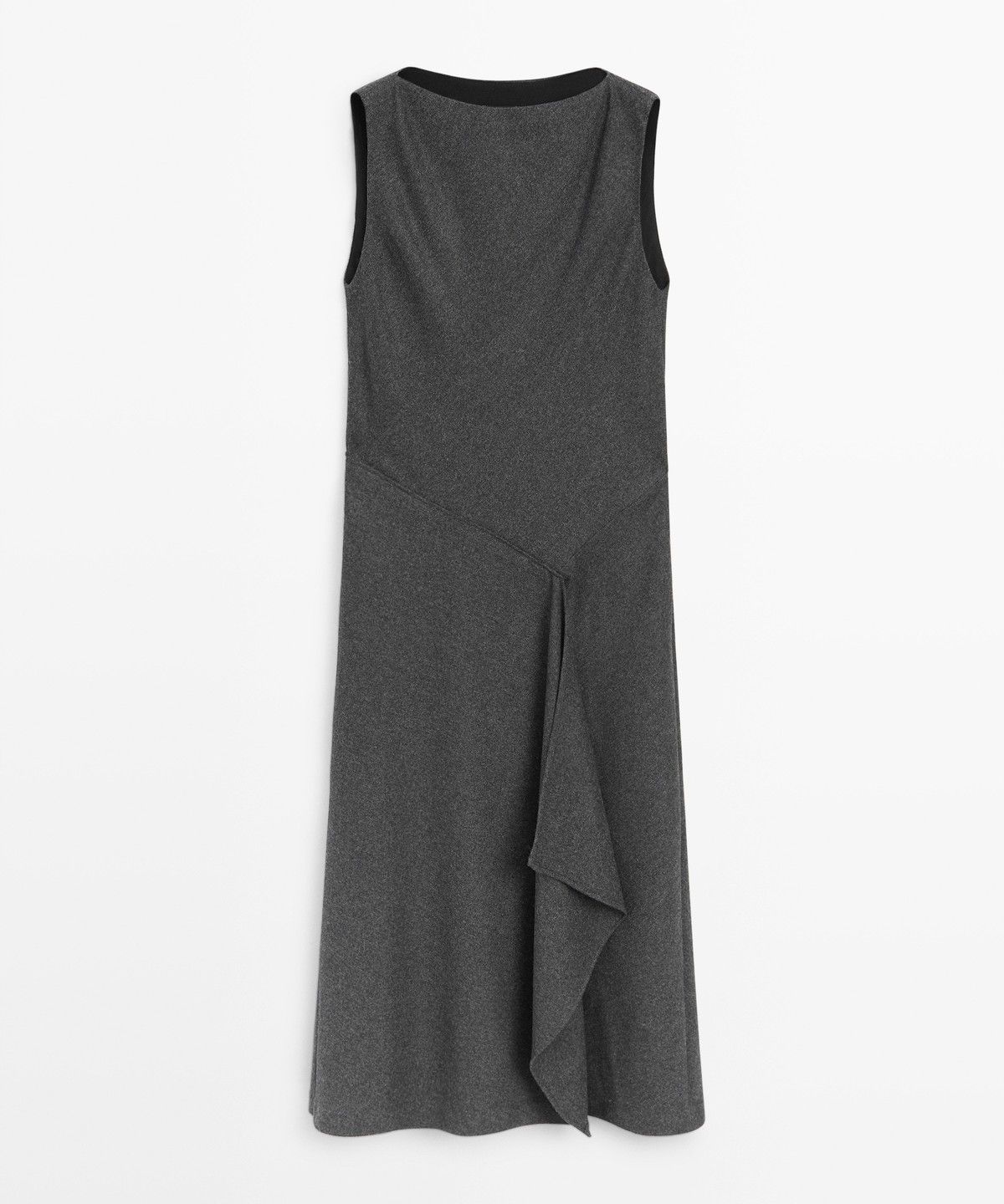 마시모두띠(MASSIMO DUTTI) 드레이프 디테일 비대칭 미디 원피스