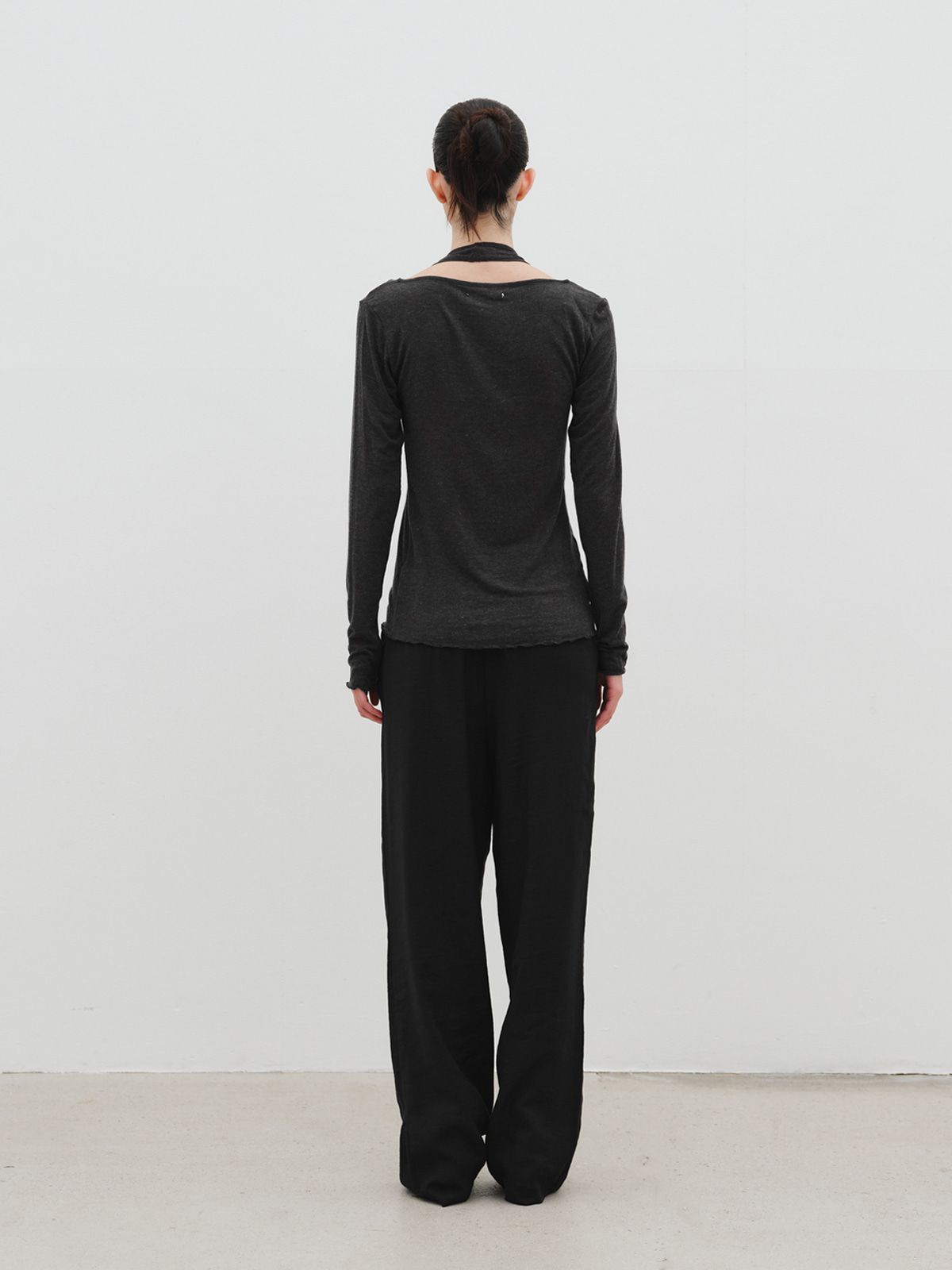 리플레인(REPLAIN) LAYERED HALTER JERSEY TOP_CHARCOAL