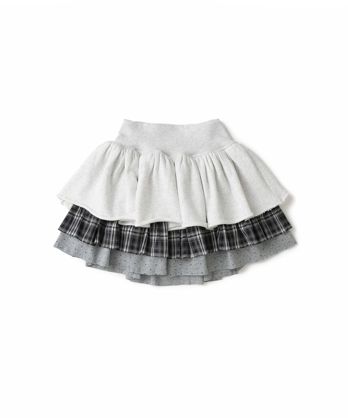 히쇼(HISYO) Cancan Mixed Pattern Skirt - Light Grey