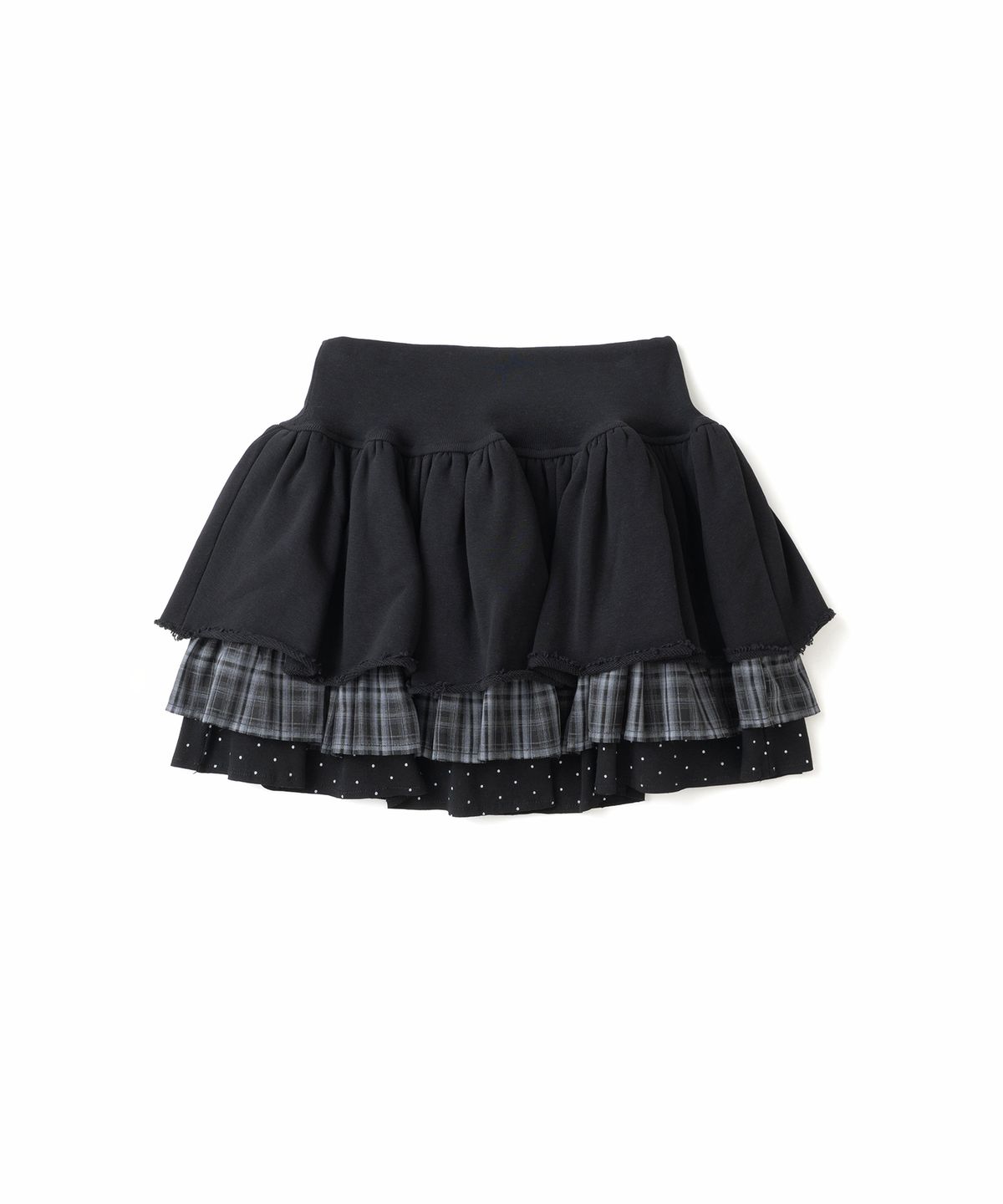 히쇼(HISYO) Cancan Mixed Pattern Skirt - Black