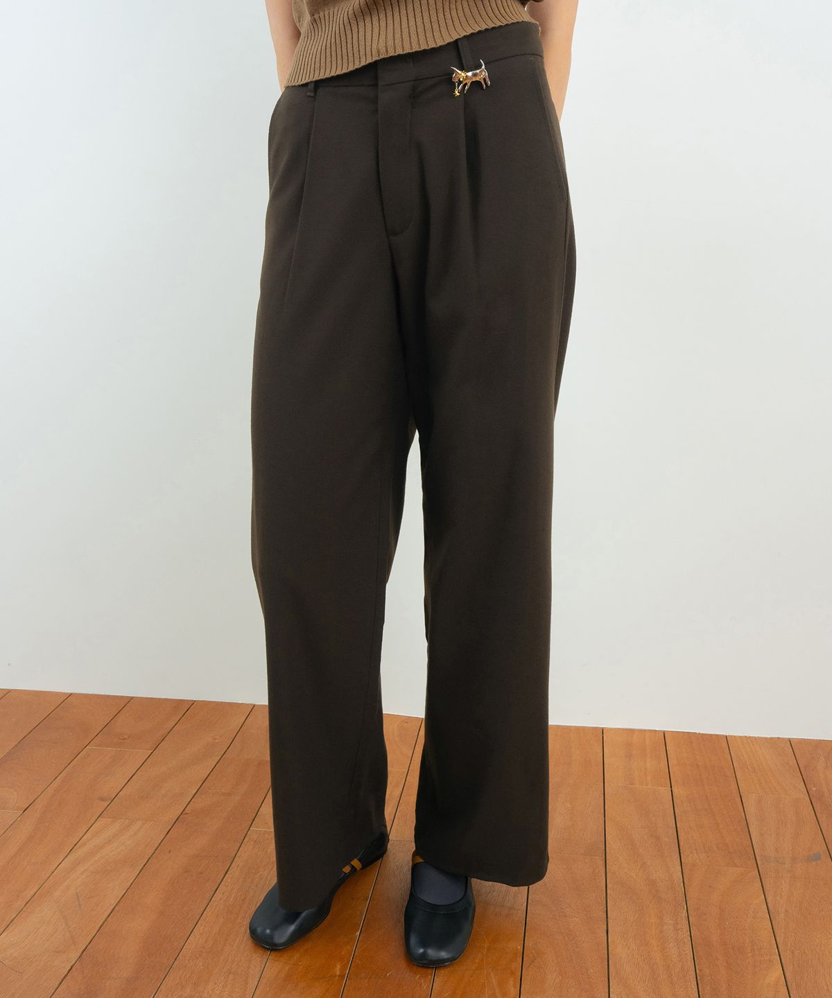 시눈(SINOON) Relax Wide Slacks (Brown)