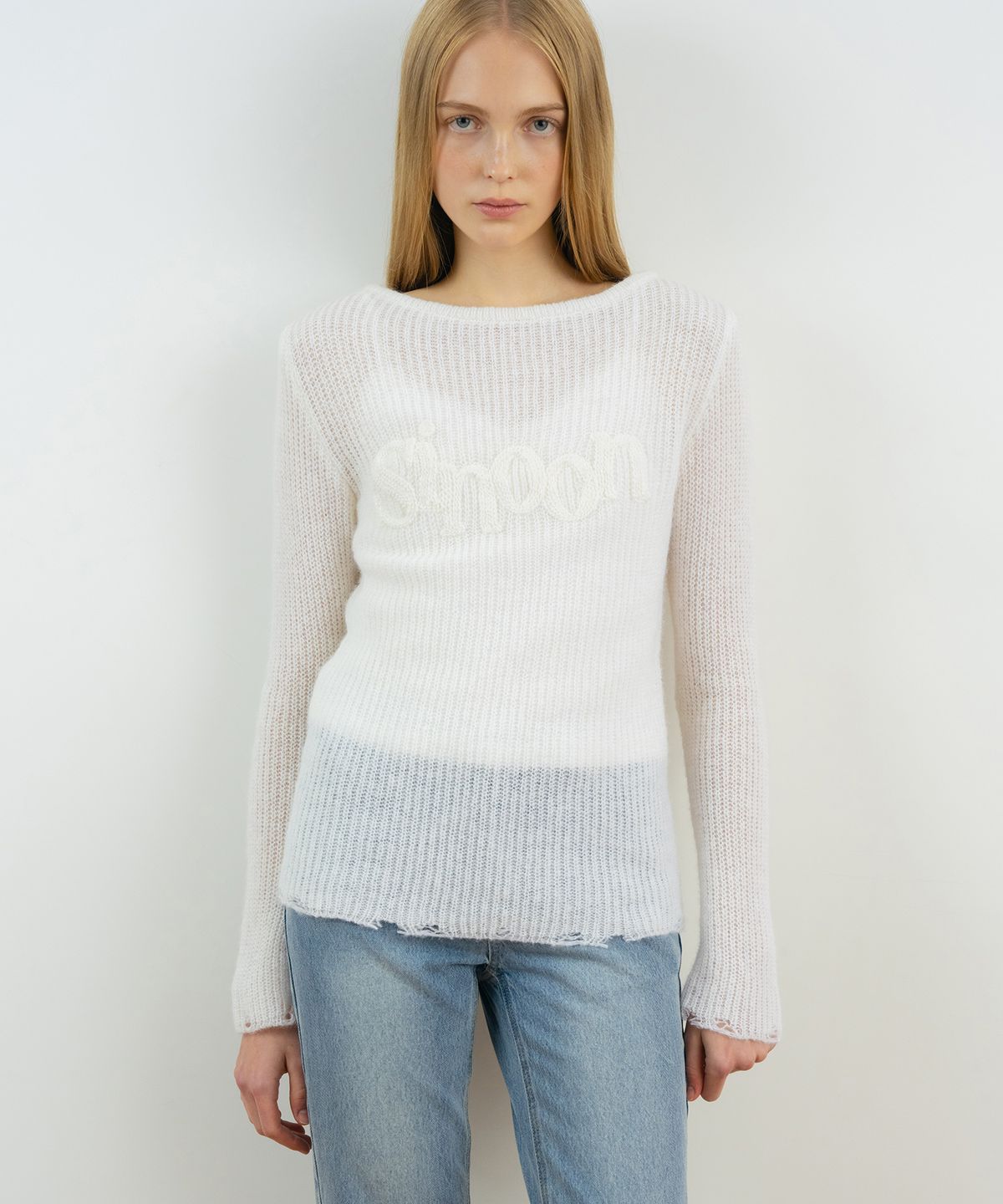 시눈(SINOON) Sinoon Logo Sheer Knit (Ivory)