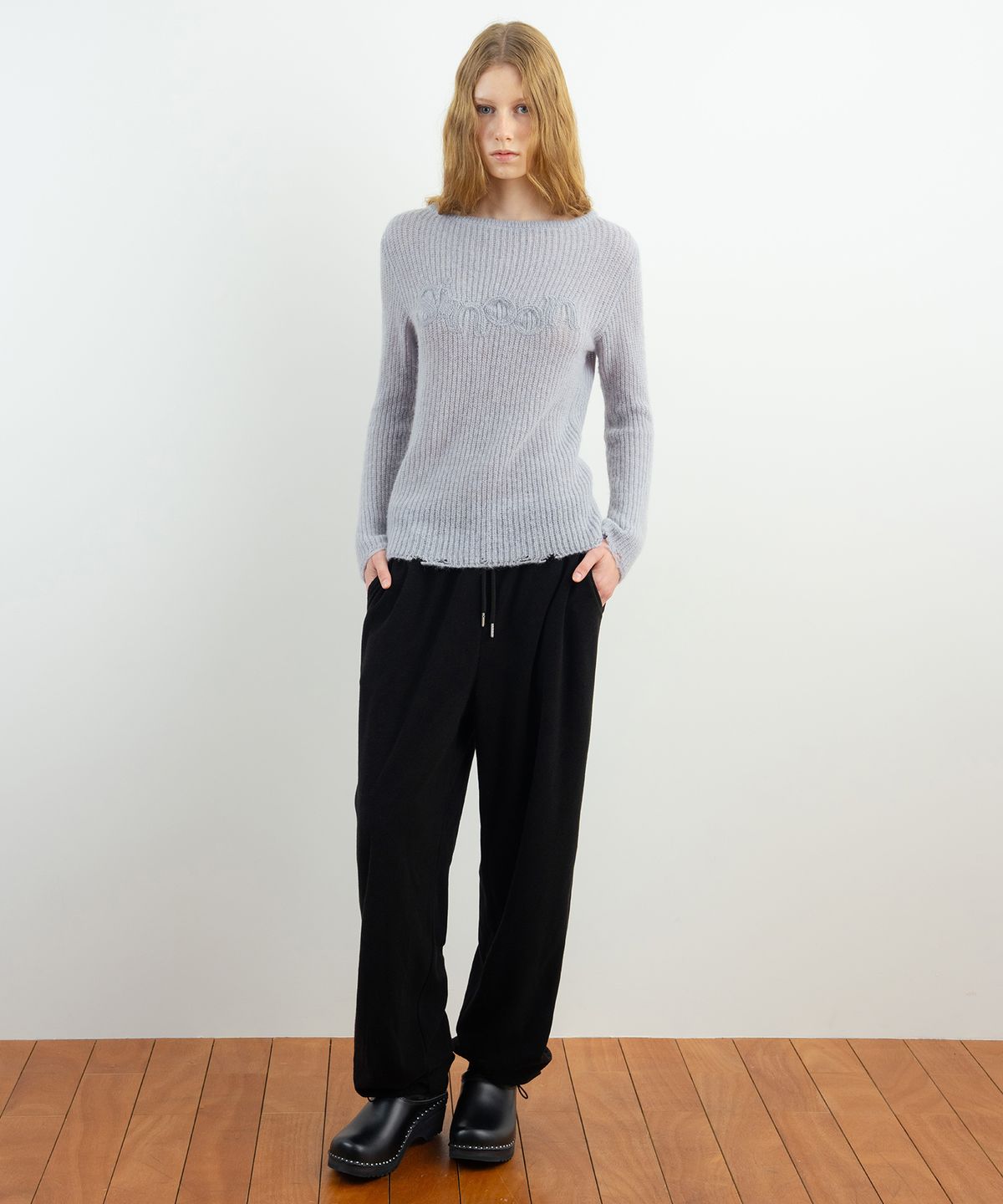 시눈(SINOON) Sinoon Logo Sheer Knit (Greyish Blue)