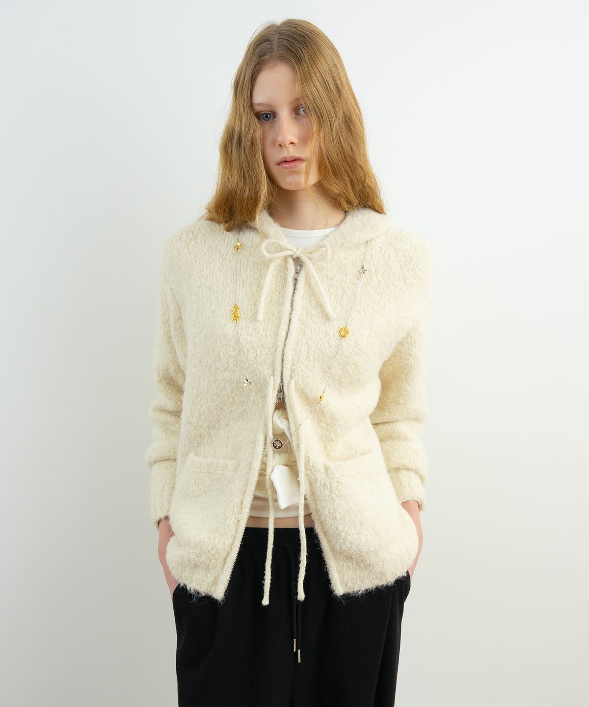 시눈(SINOON) Cloud Punching Hooded Knit (Ivory)