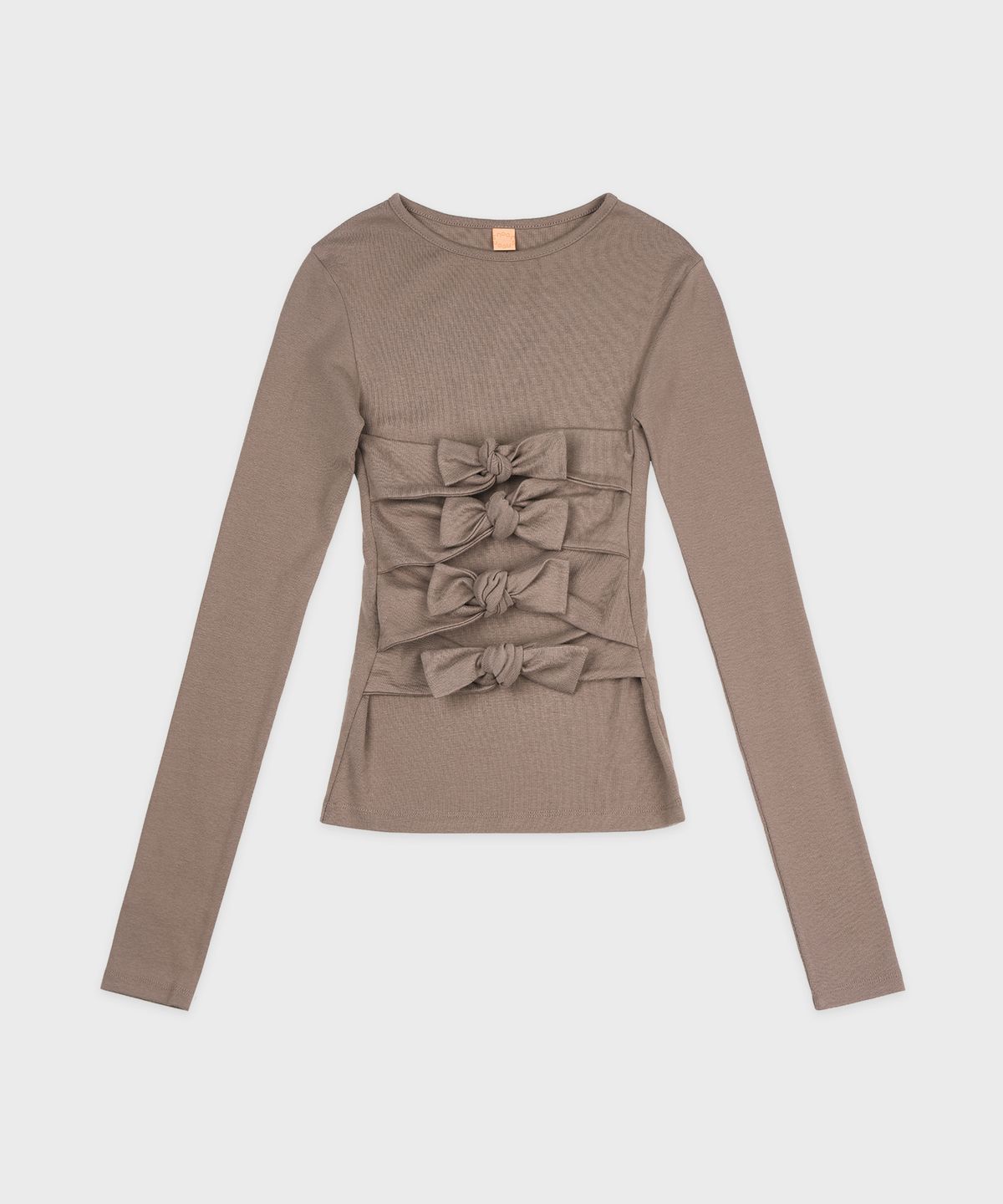 시눈(SINOON) Ribbon Tie T-Shirt (Brown)