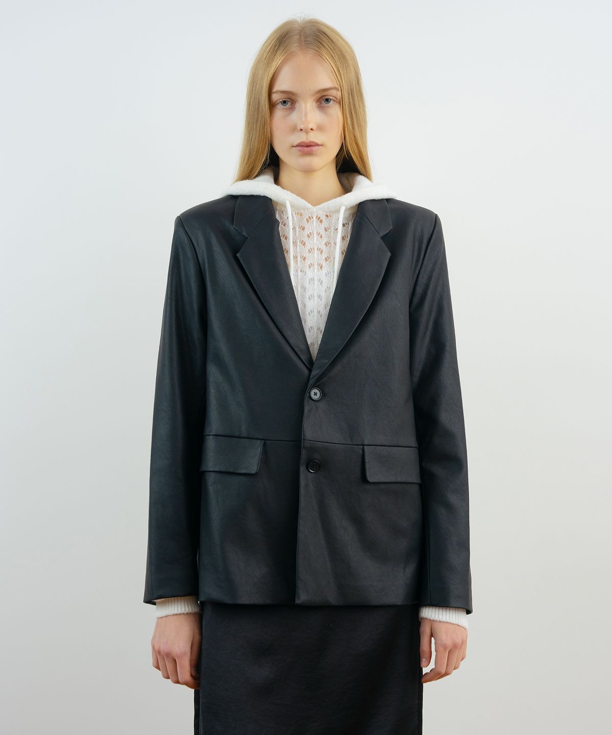 시눈(SINOON) Leather Tailored Jacket (Black)