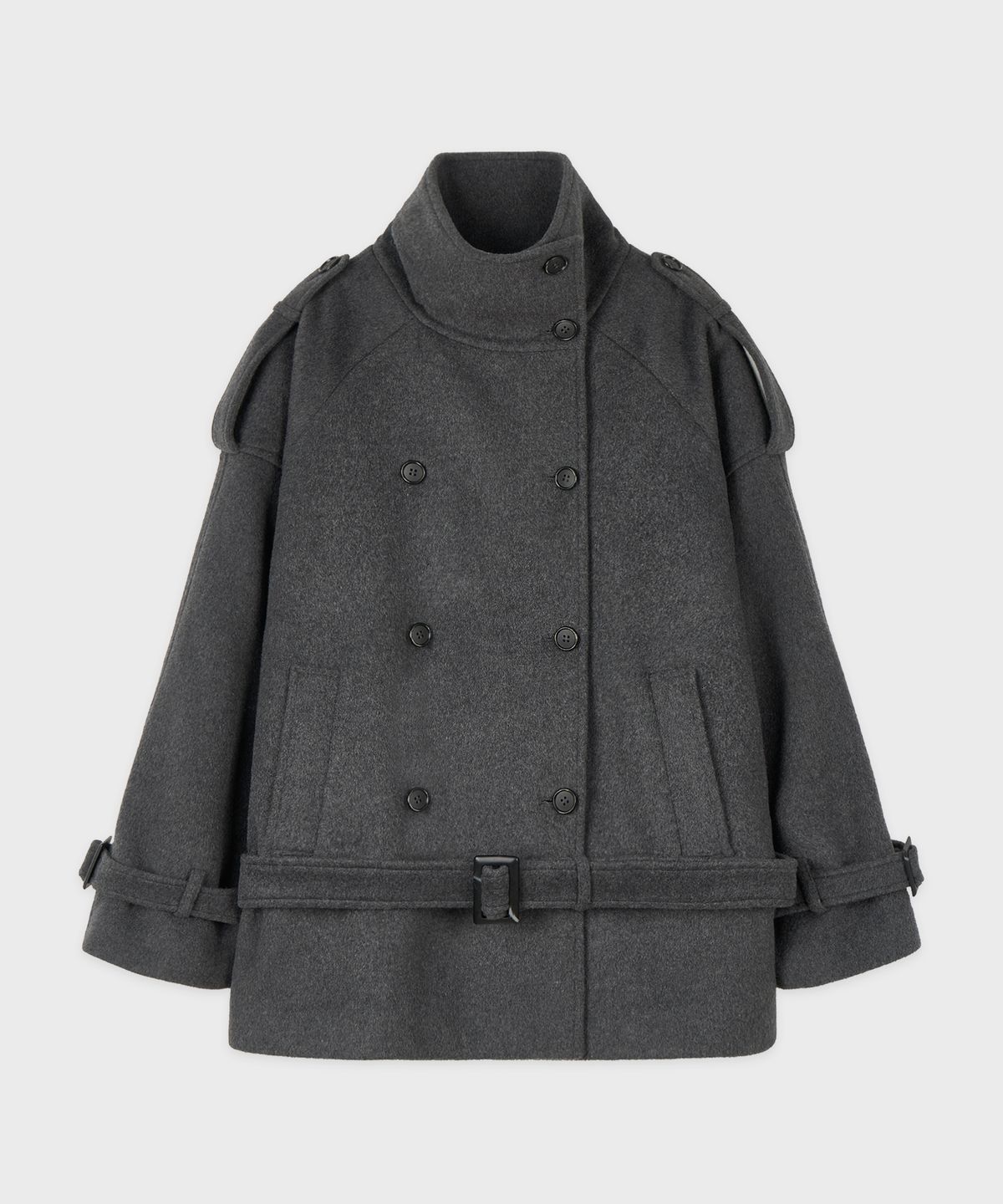 시눈(SINOON) Wool Half Trench Coat (Charcoal)