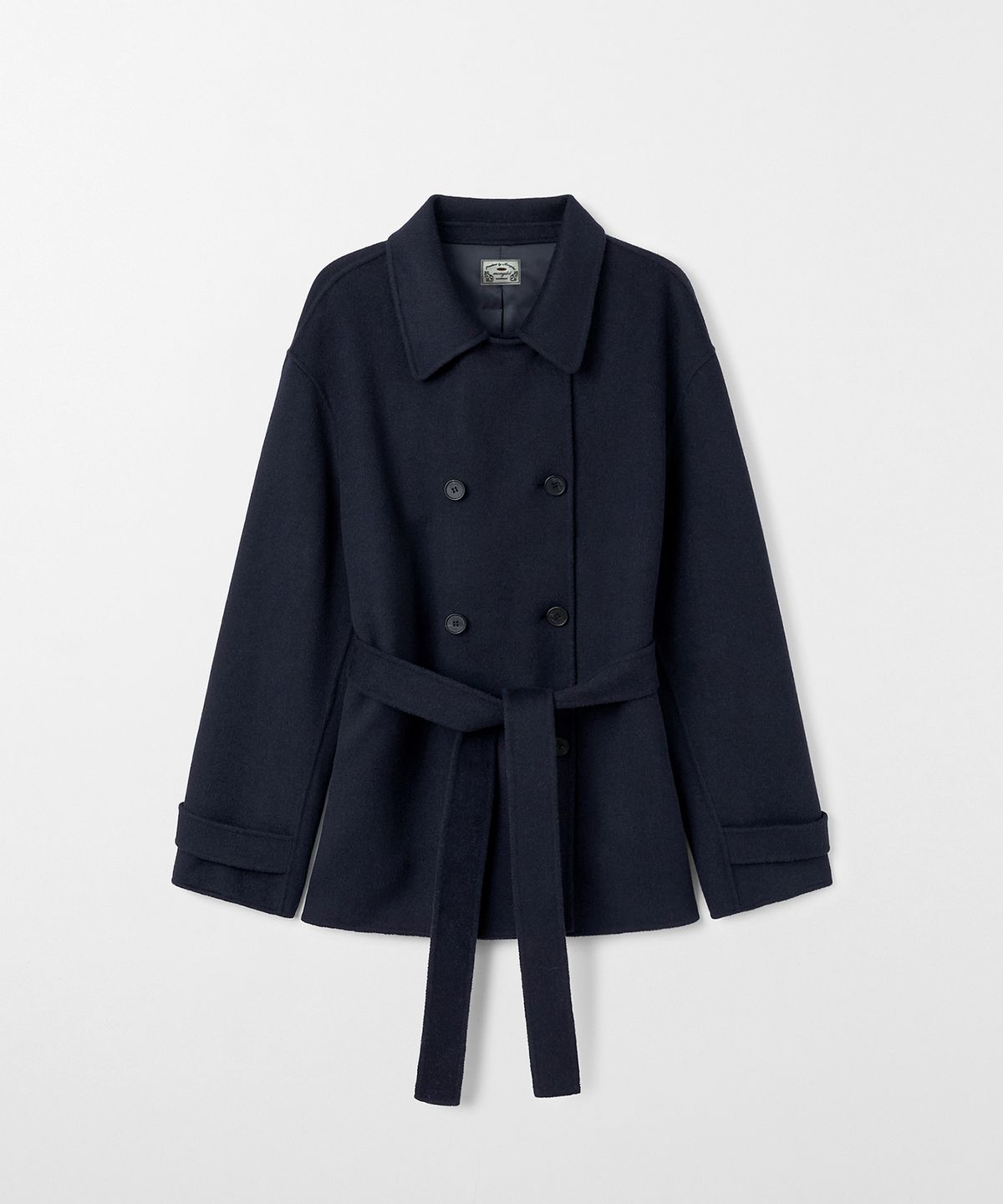 몽돌(MONGDOL) 울 캐시미어 핸드메이드 더블 하프 코트 네이비 MDCT019NAVY