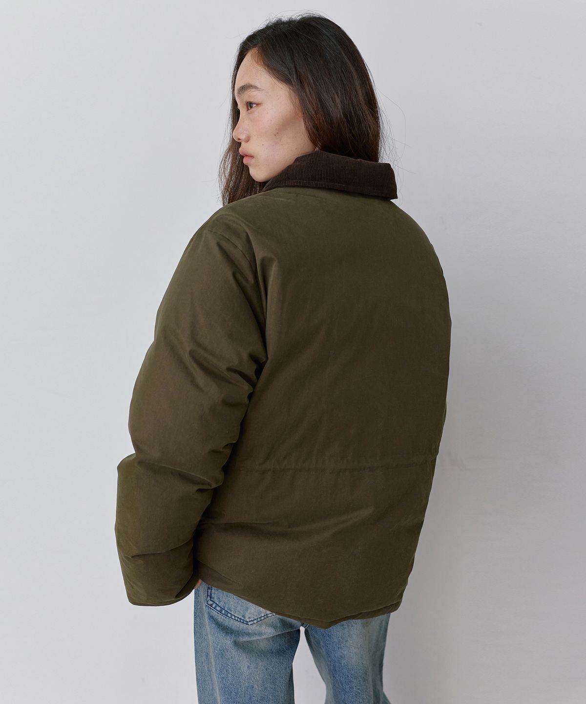 몽돌(MONGDOL) 덕 다운 카라 하프 패딩 브라운 MDJP029BROWN