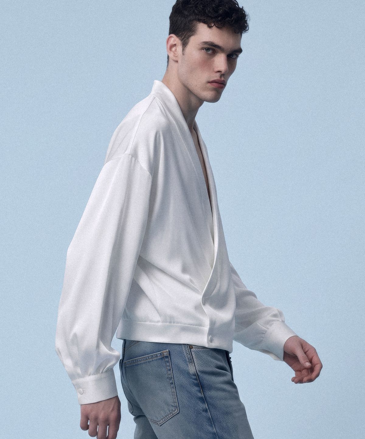 언티지(UNTAGE) 새틴 랩 저고리 블라우스[White(UNISEX)]_UTS-SS91