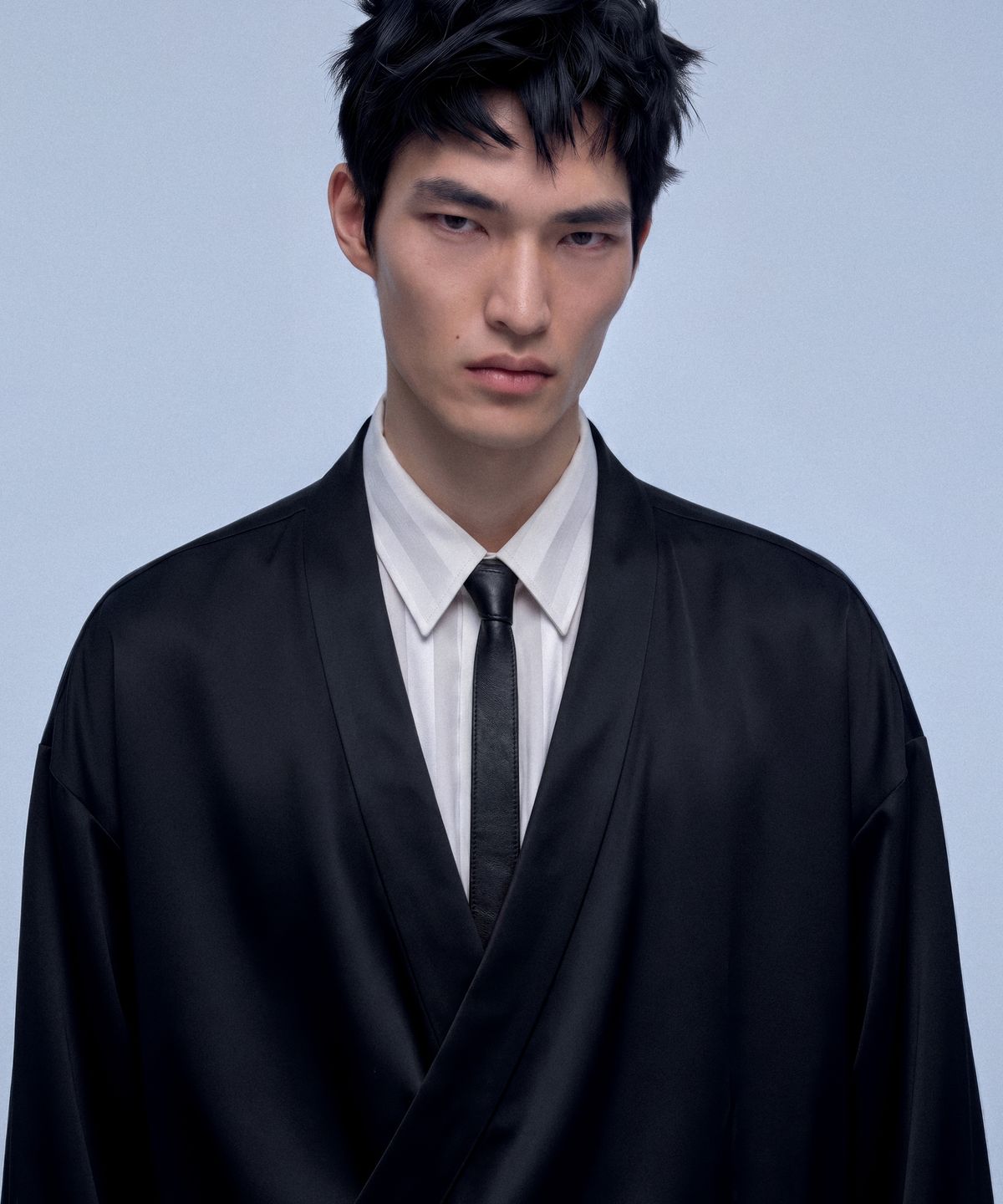 언티지(UNTAGE) 새틴 랩 저고리 블라우스[Black(UNISEX)]_UTS-SS92