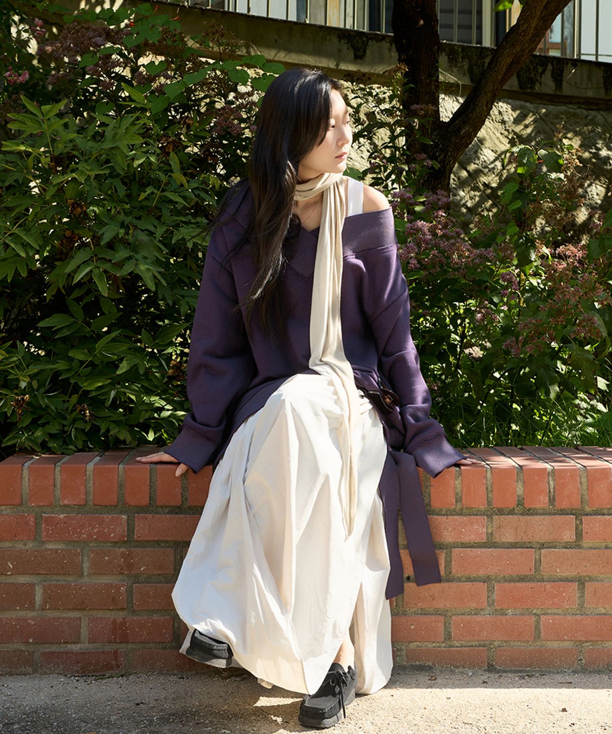 아코크(ACOC) Two-Tone Scarf_Ivory/Beige