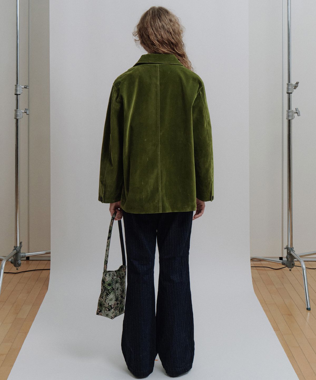 에핑글러(EPINGLER) VELVET DENIM MAC COAT - GREEN