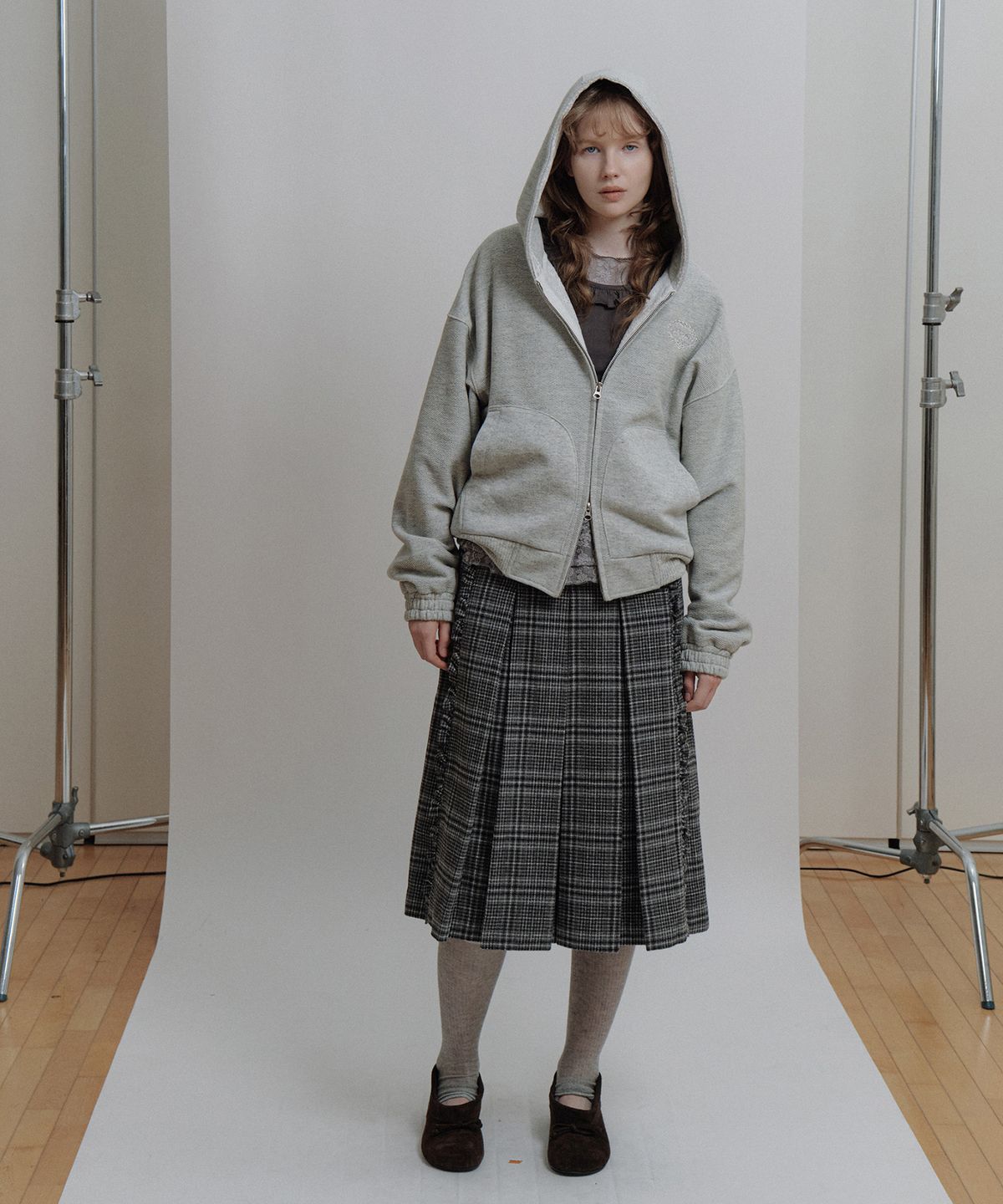 에핑글러(EPINGLER) WOOL BLEND LACED HOODIE - OATMEAL