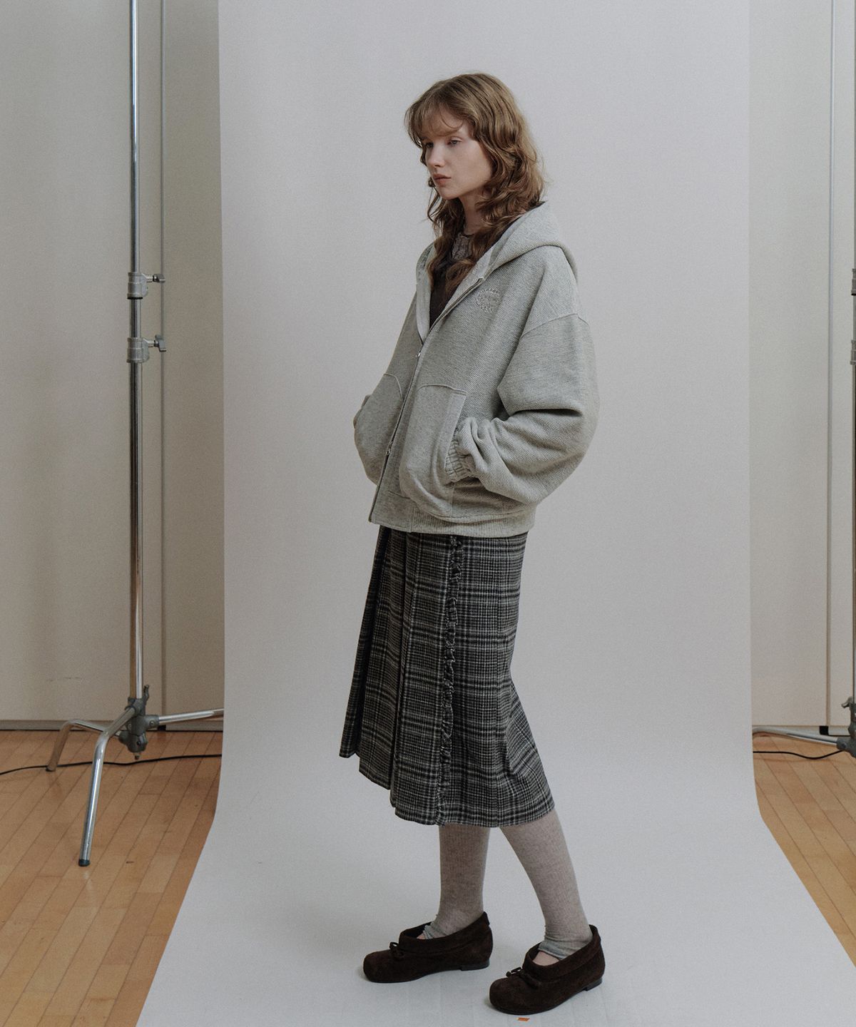 에핑글러(EPINGLER) WOOL BLEND LACED HOODIE - OATMEAL
