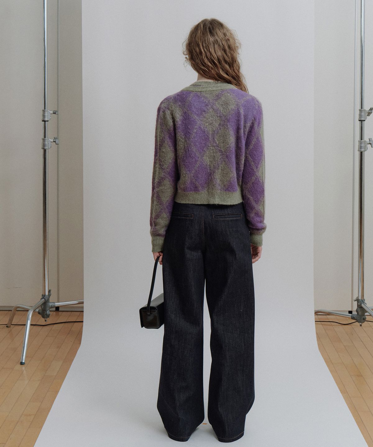에핑글러(EPINGLER) ARGYLE CARDIGAN - KHAKI PURPLE