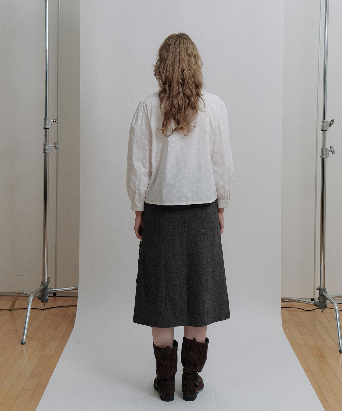 에핑글러(EPINGLER) LONG FRINGE PLEATED SKIRT - WOOL GREY
