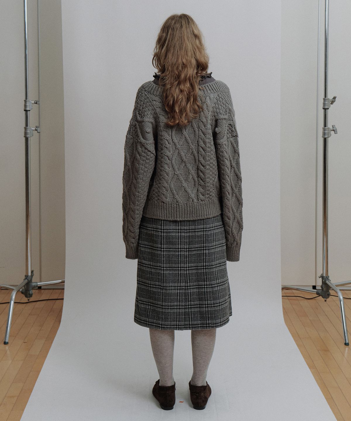 에핑글러(EPINGLER) LONG FRINGE PLEATED SKIRT - BLACK CHECK