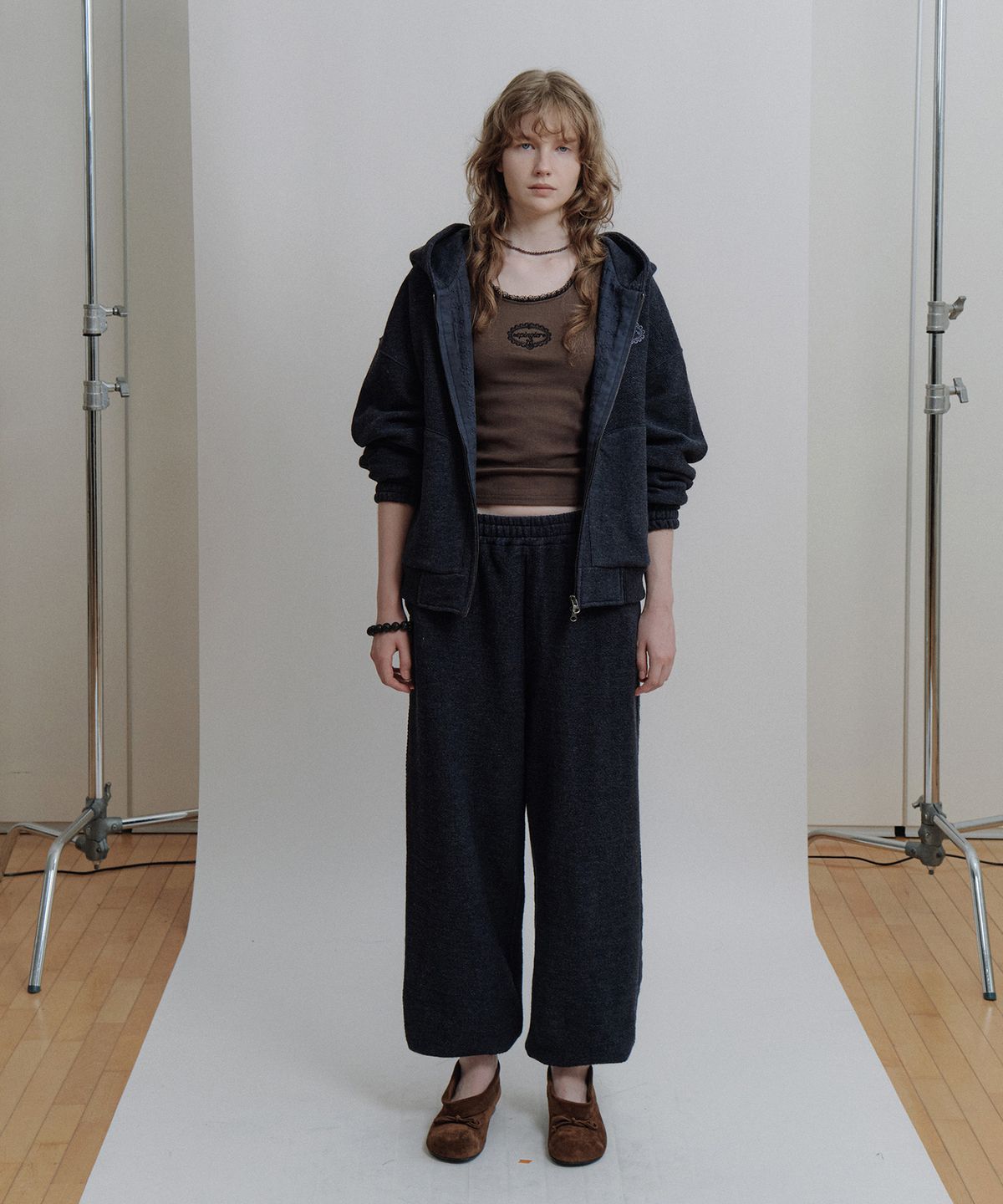 에핑글러(EPINGLER) WOOL BLEND LACED SWEATPANTS - NAVY