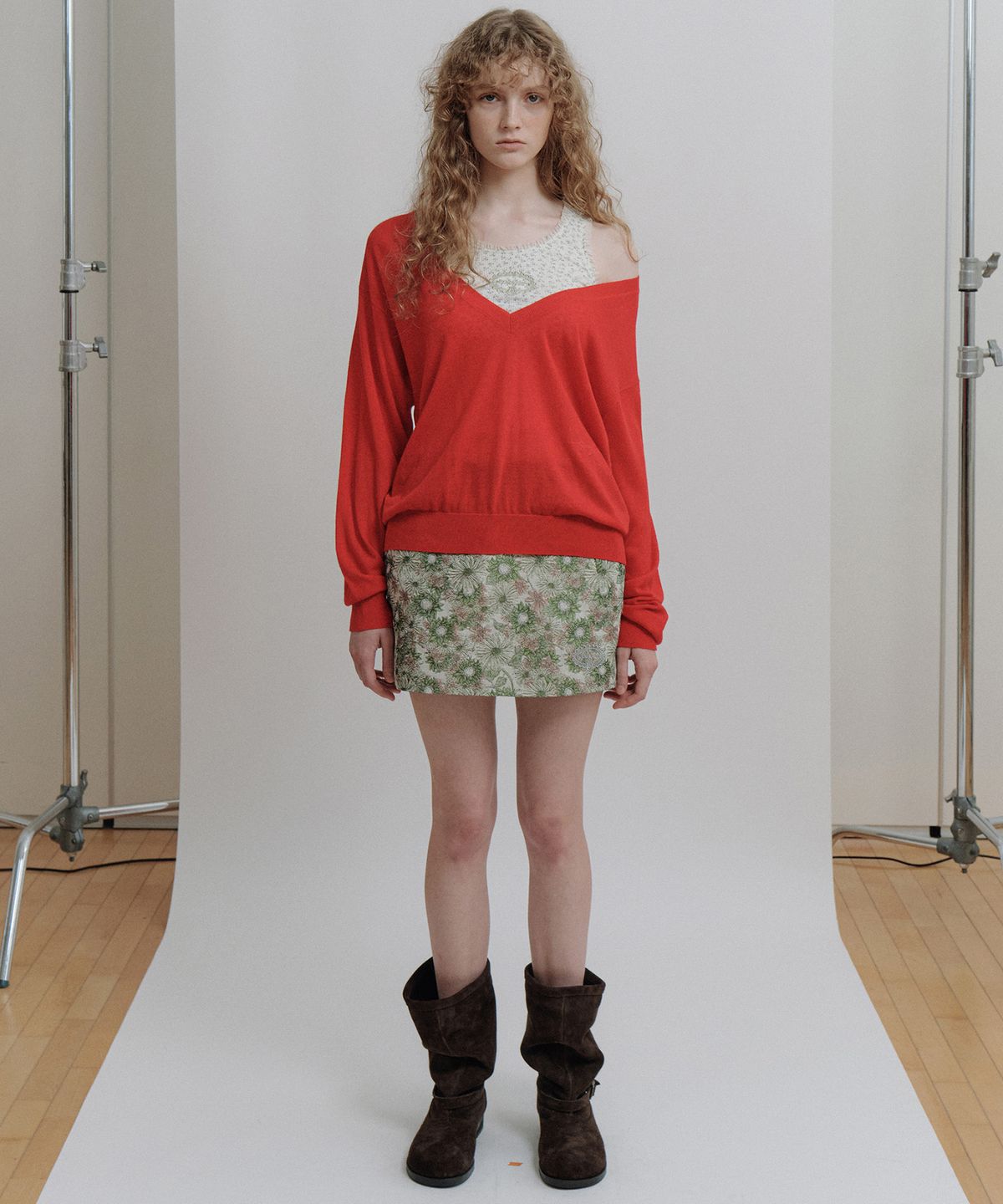 에핑글러(EPINGLER) FLOWER JACQUARD MINI SKIRT - MINT