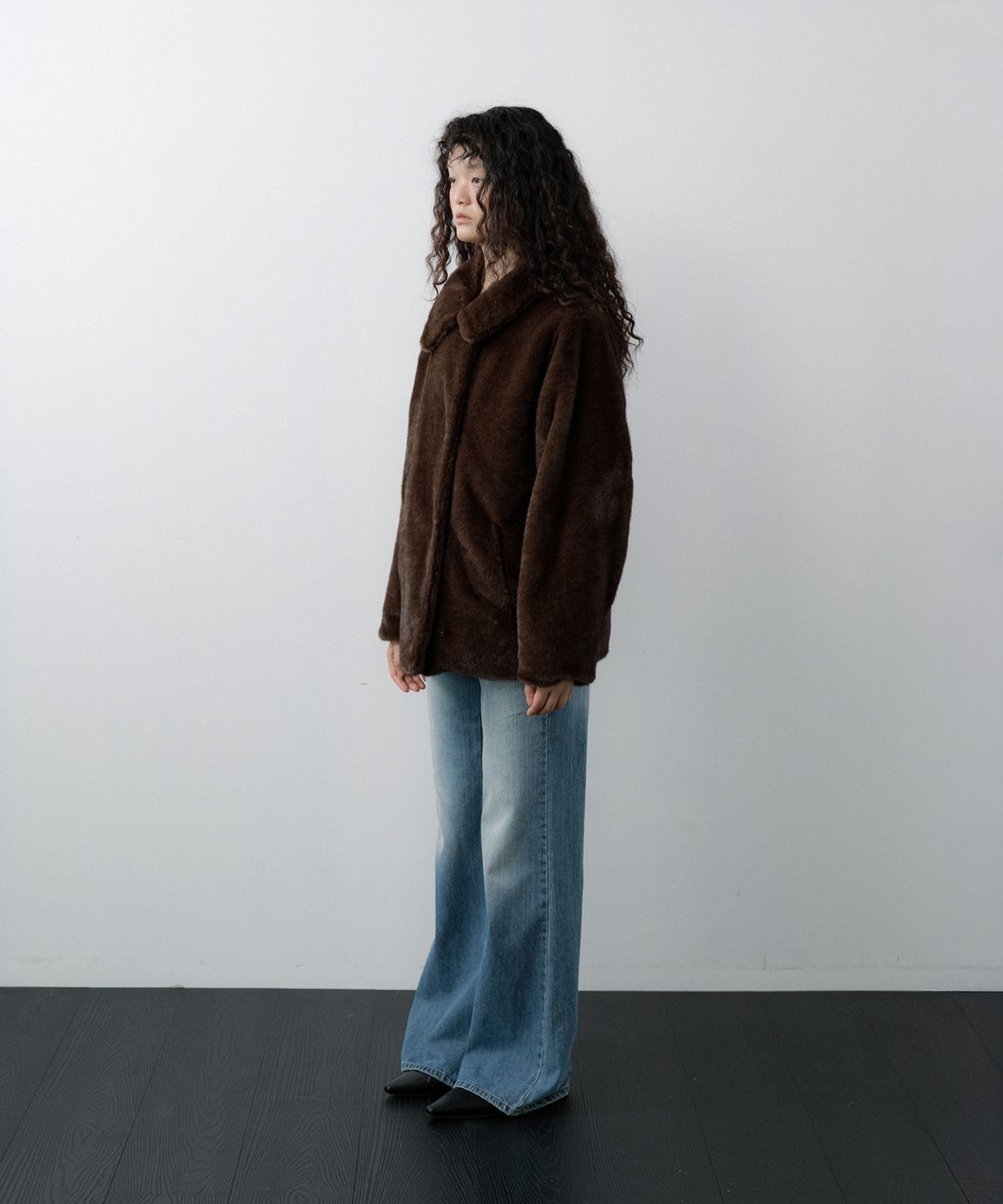 루시르주(LUCIR ZU) Relaxed Faux Mink Fur Jacket (Brown)