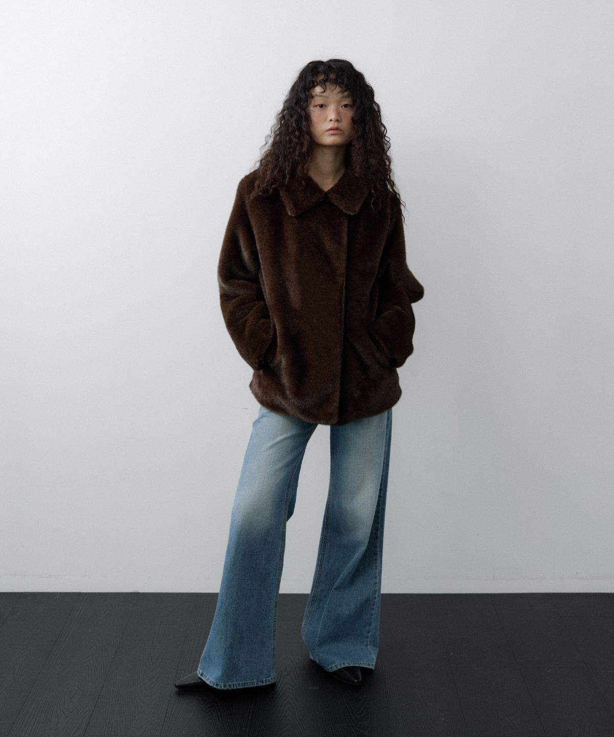 루시르주(LUCIR ZU) Relaxed Faux Mink Fur Jacket (Brown)
