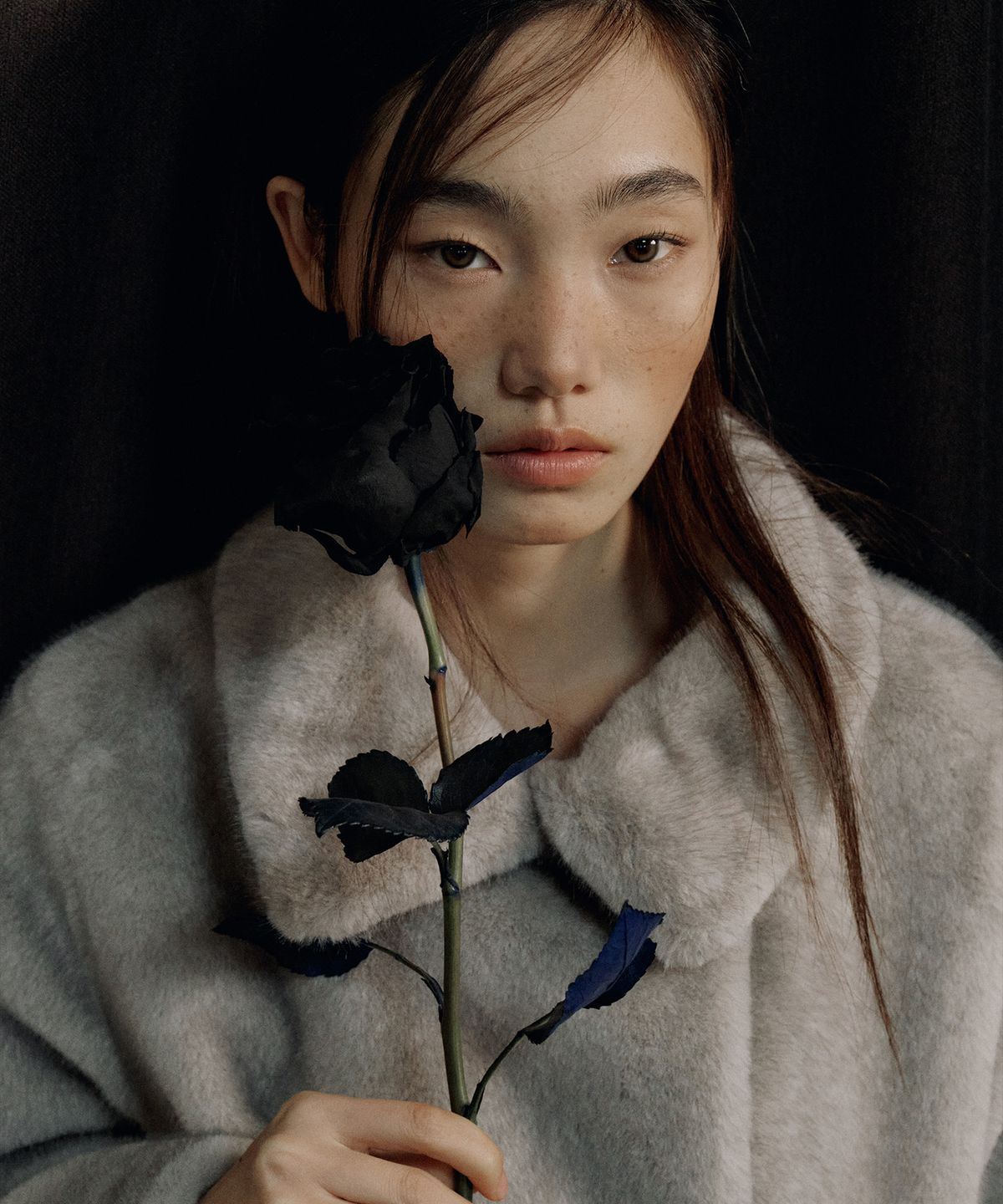 루시르주(LUCIR ZU) Relaxed Faux Mink Fur Jacket (Gray)