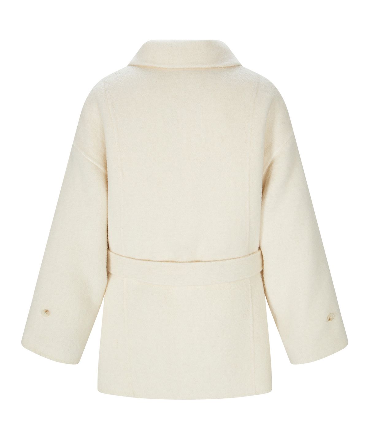 루시르주(LUCIR ZU) Handmade Alpaca High Neck Half Coat (Ivory)