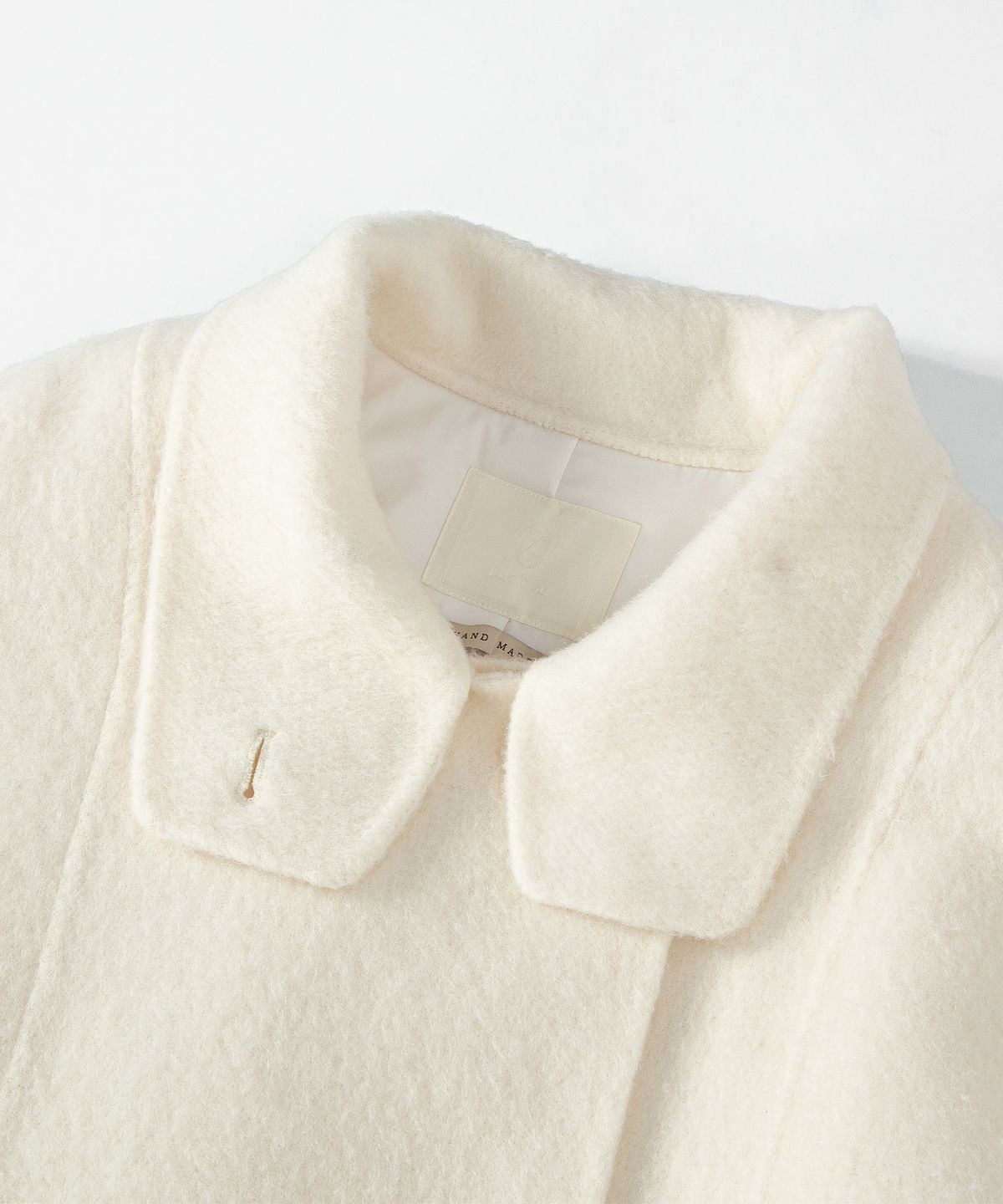루시르주(LUCIR ZU) Handmade Alpaca High Neck Half Coat (Ivory)