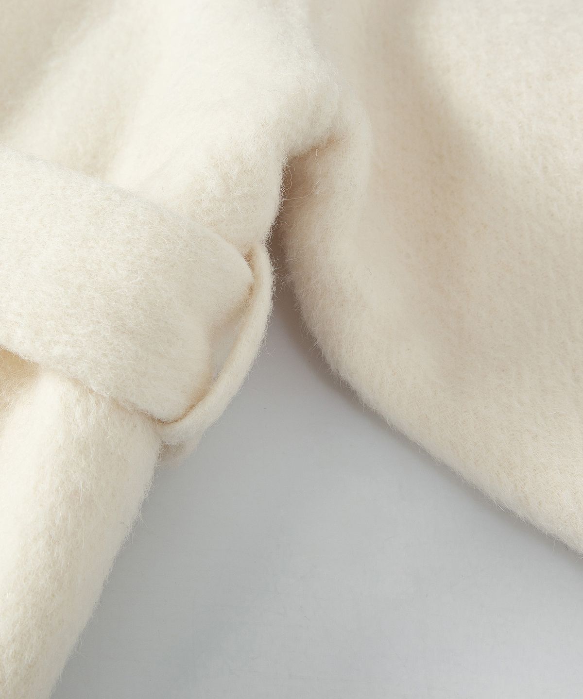 루시르주(LUCIR ZU) Handmade Alpaca High Neck Half Coat (Ivory)