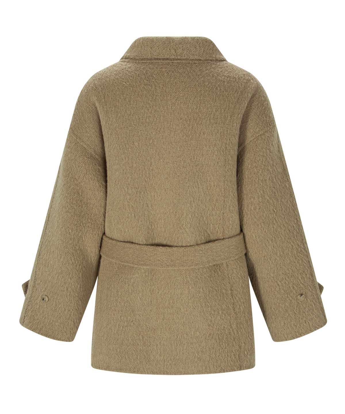 루시르주(LUCIR ZU) Handmade Alpaca High Neck Half Coat (Beige)