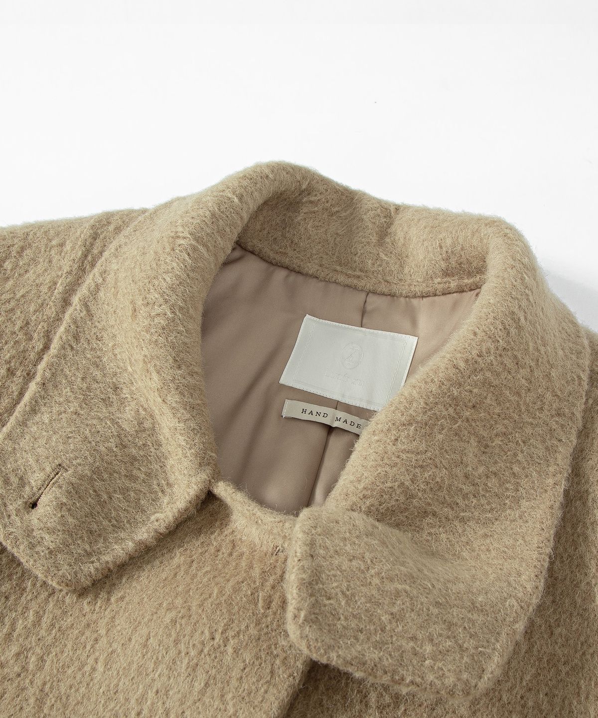 루시르주(LUCIR ZU) Handmade Alpaca High Neck Half Coat (Beige)