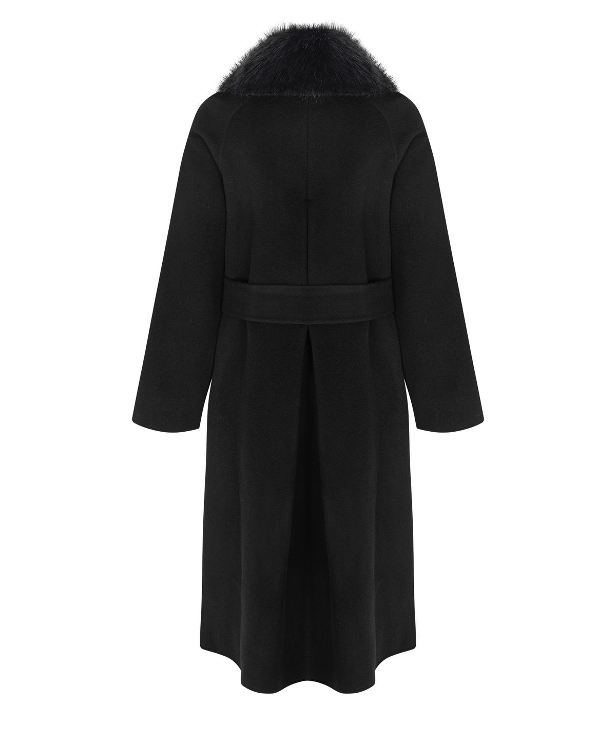 루시르주(LUCIR ZU) Handmade Detachable Fur Collar Maxi Wool Coat (Black)