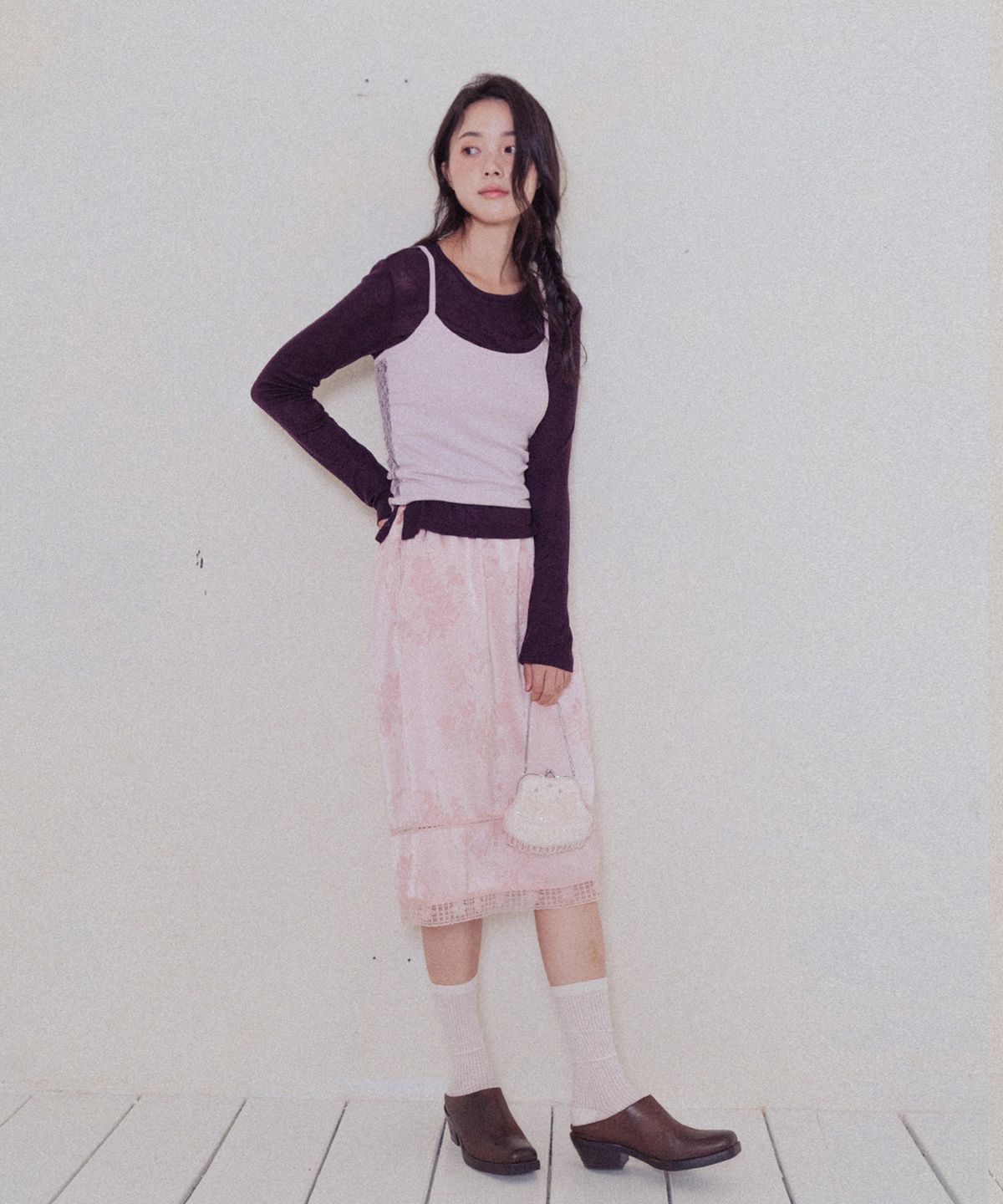 모로아(MOROA) Button Basic Tee-Purple